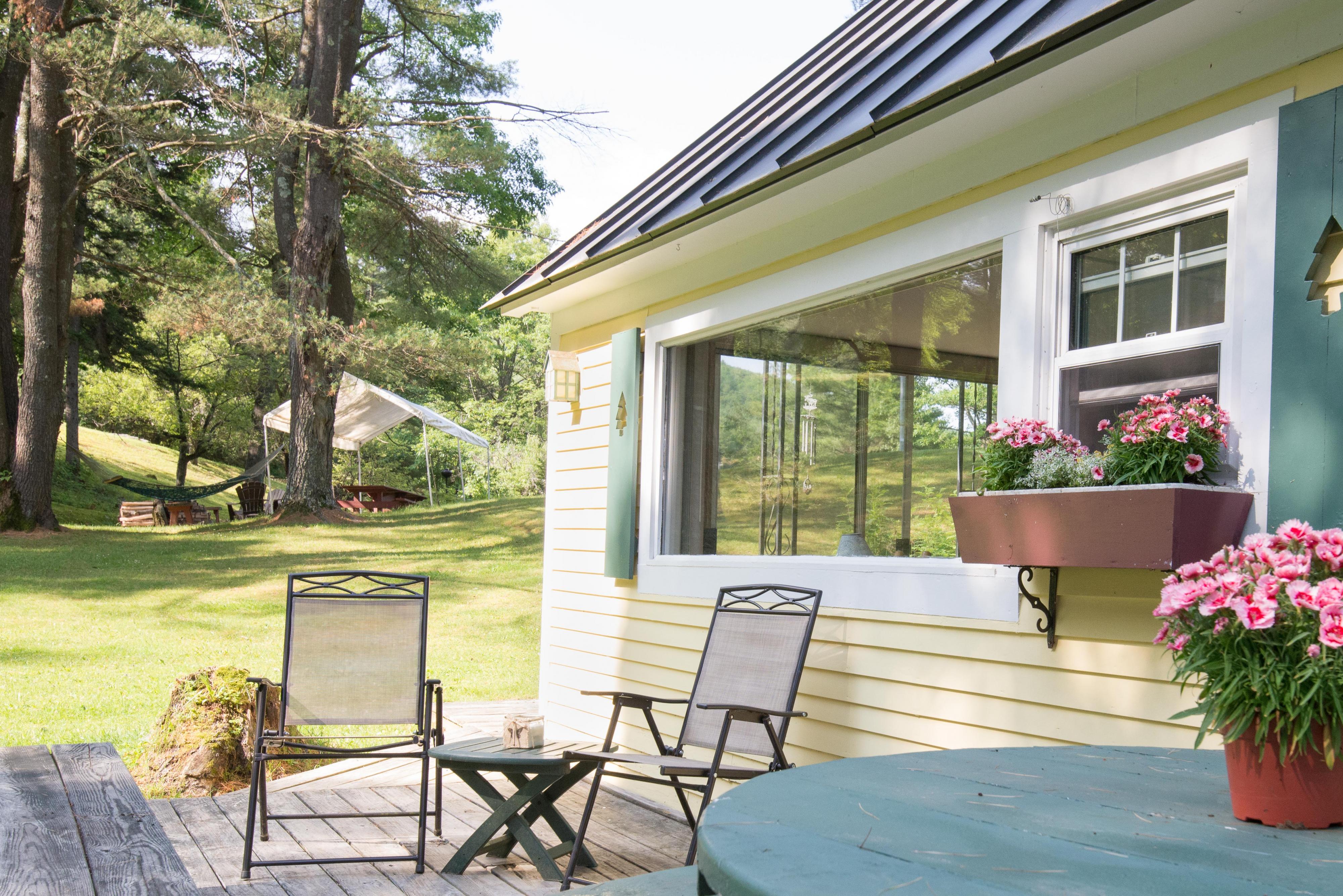 View of Sterling Cottage from the deck looking toward the picnic area.