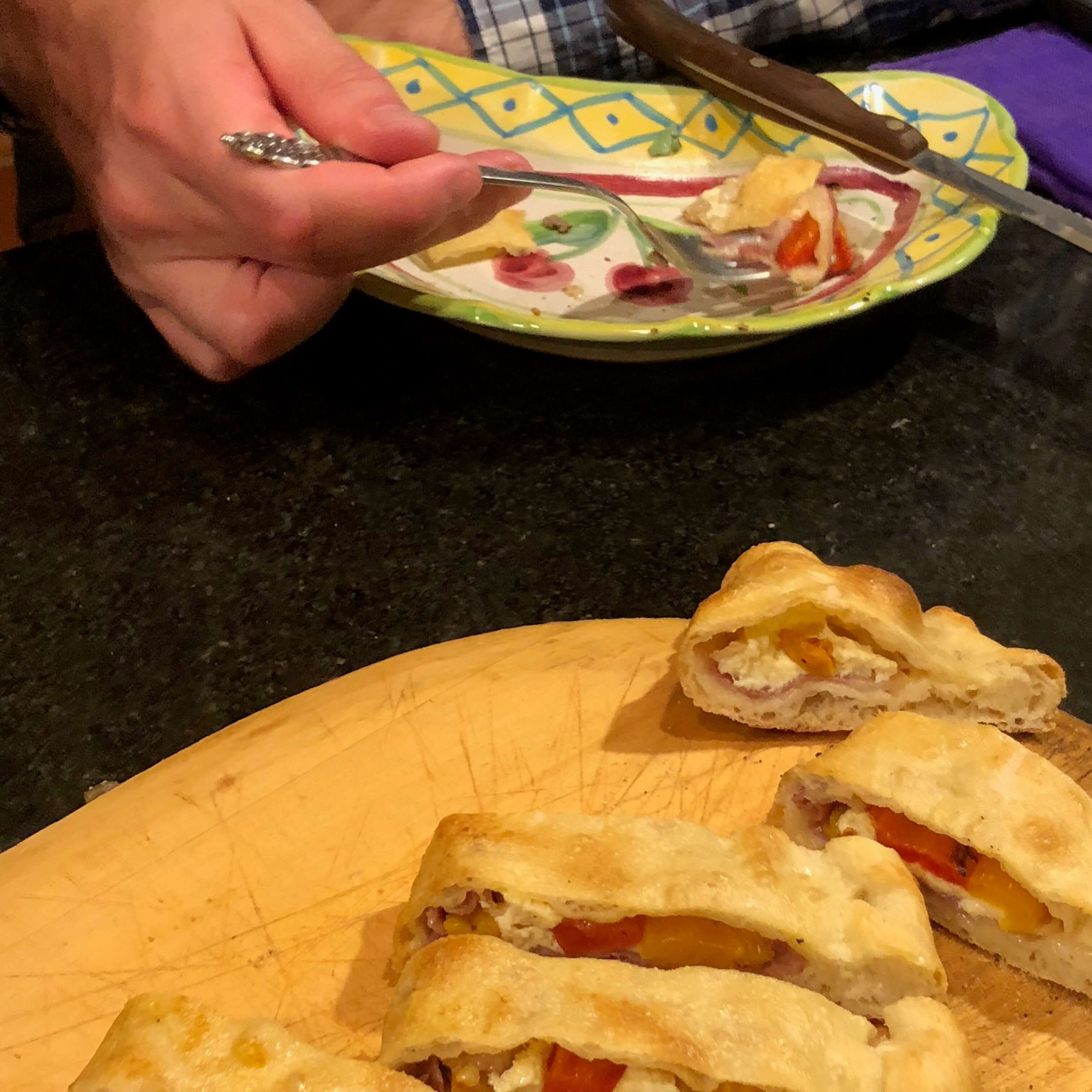 Sliced Calzone with Prosciutto