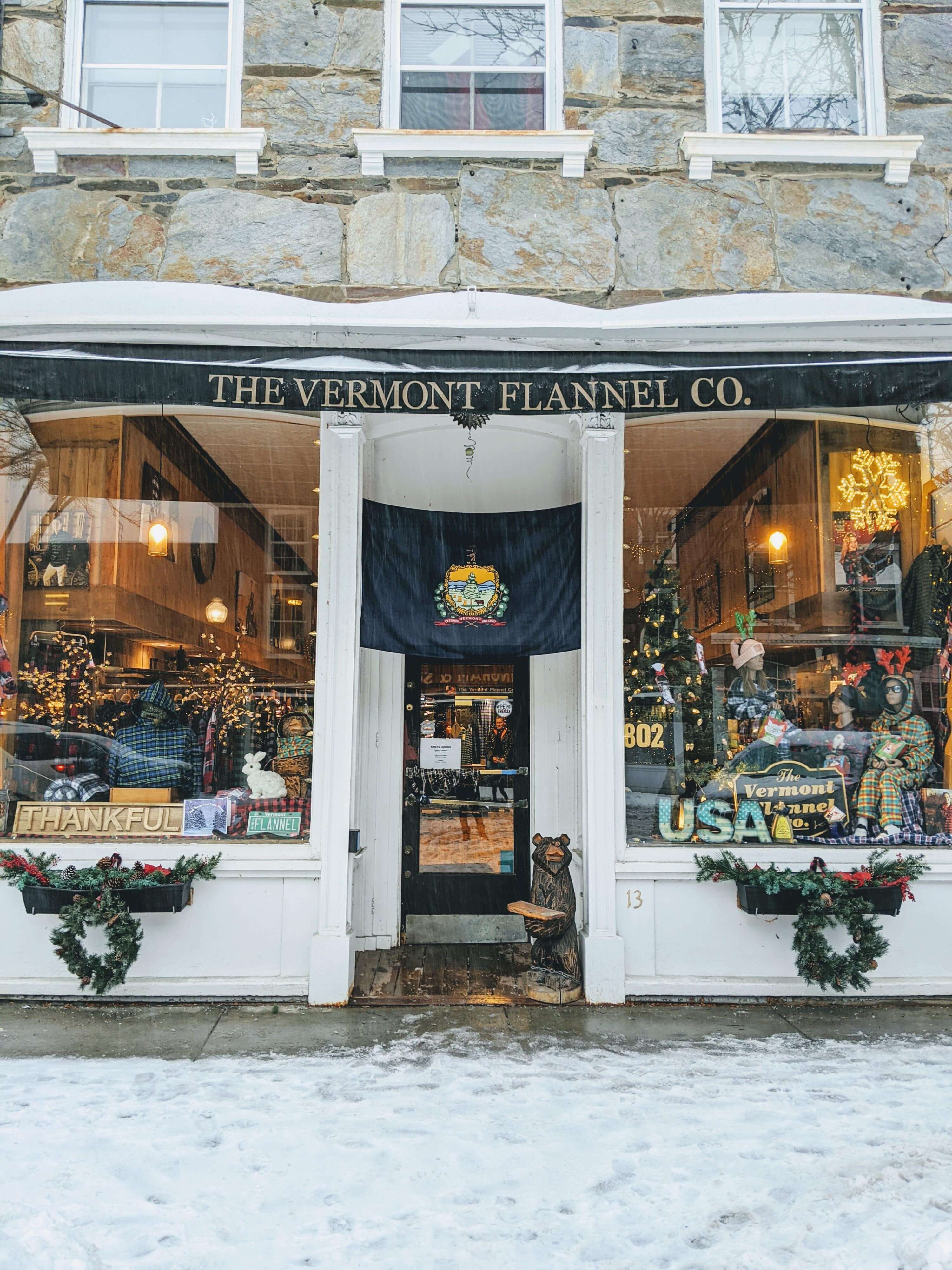 Vermont Flannel Company in winter snow