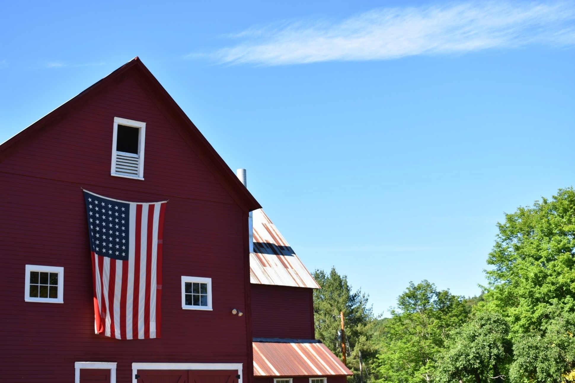 Red Barn at Kelly Way Gardens - American Flag