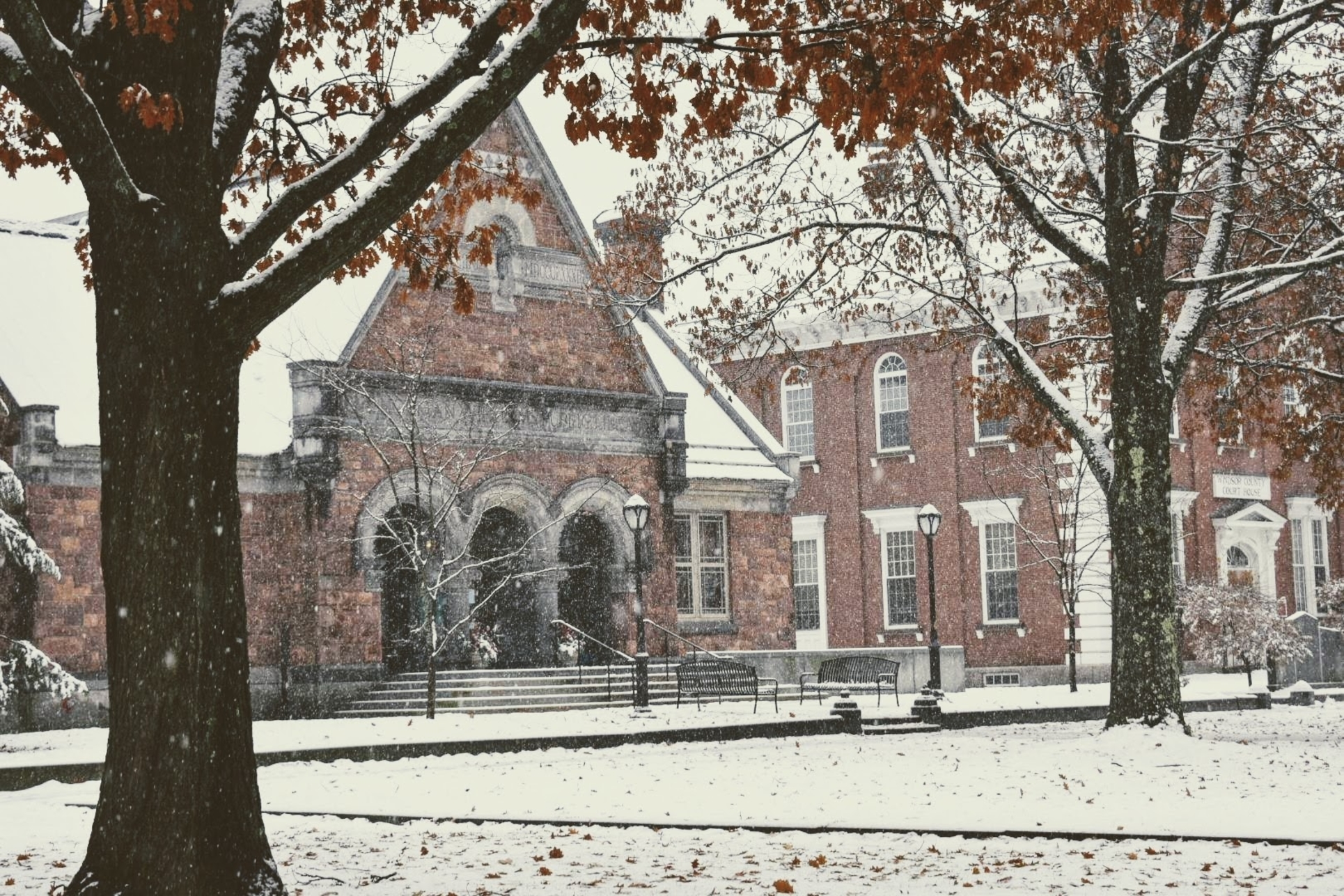 Norman Williams Public Library in Snow