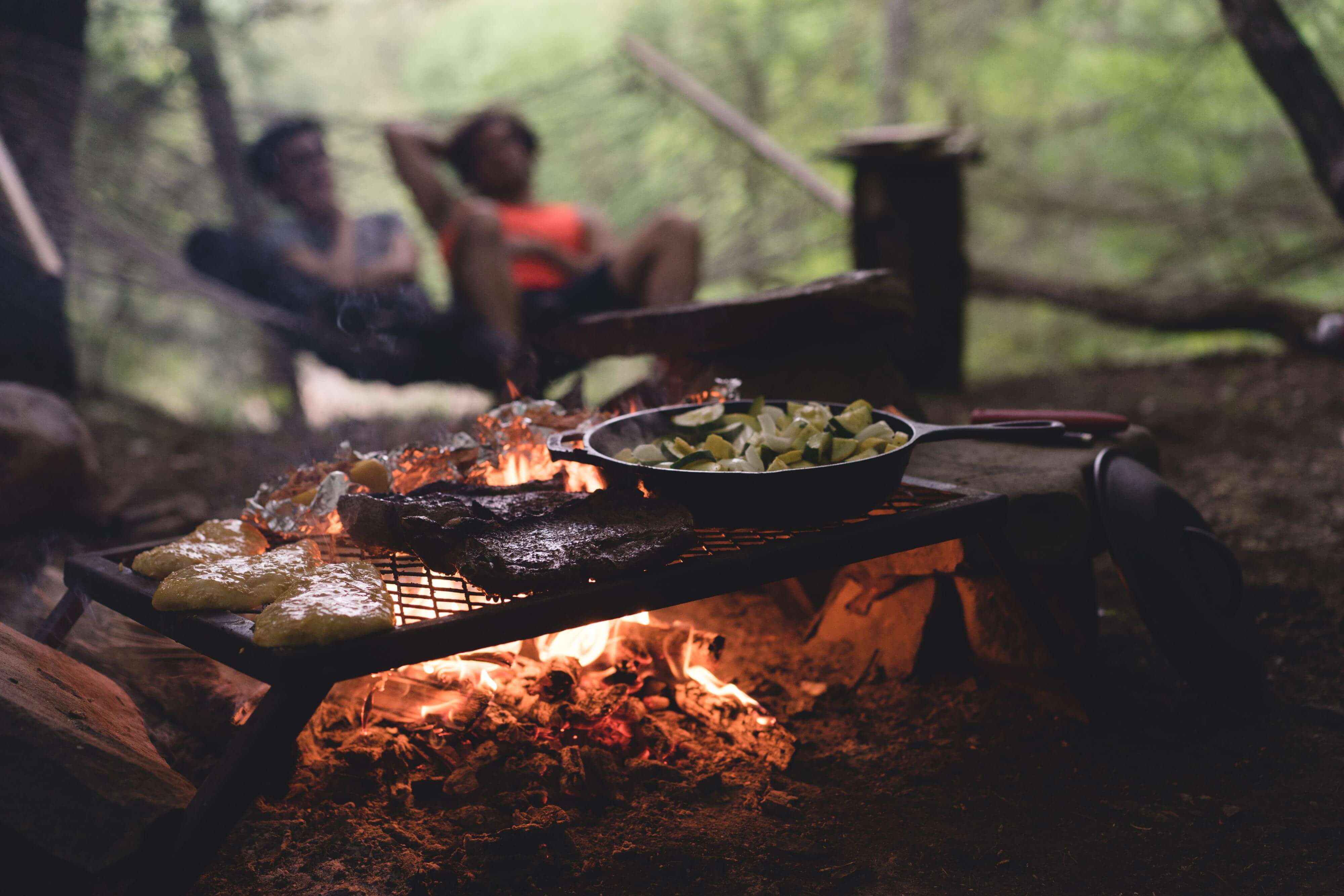 Cooking on a campfire