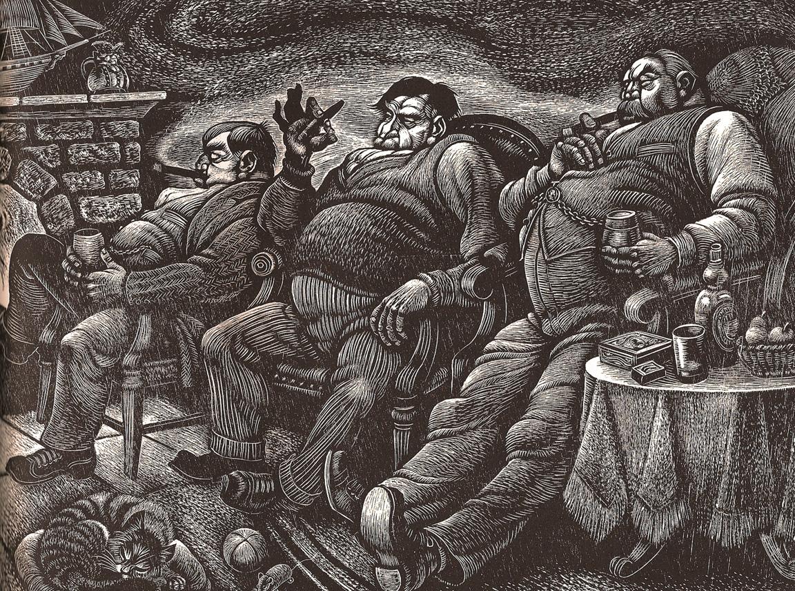 The Uncles (from A Child’s Christmas in Wales) Illustration by Fritz Eichenberg