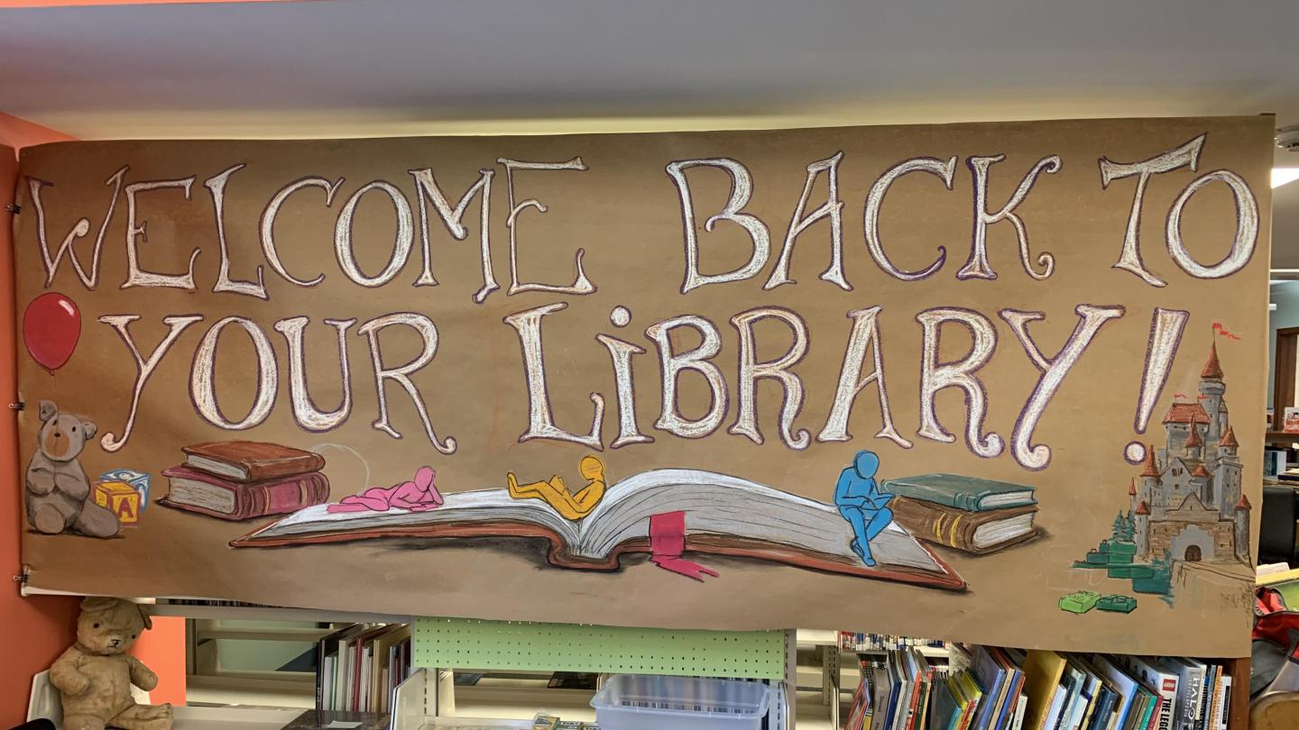 Library Welcome sign