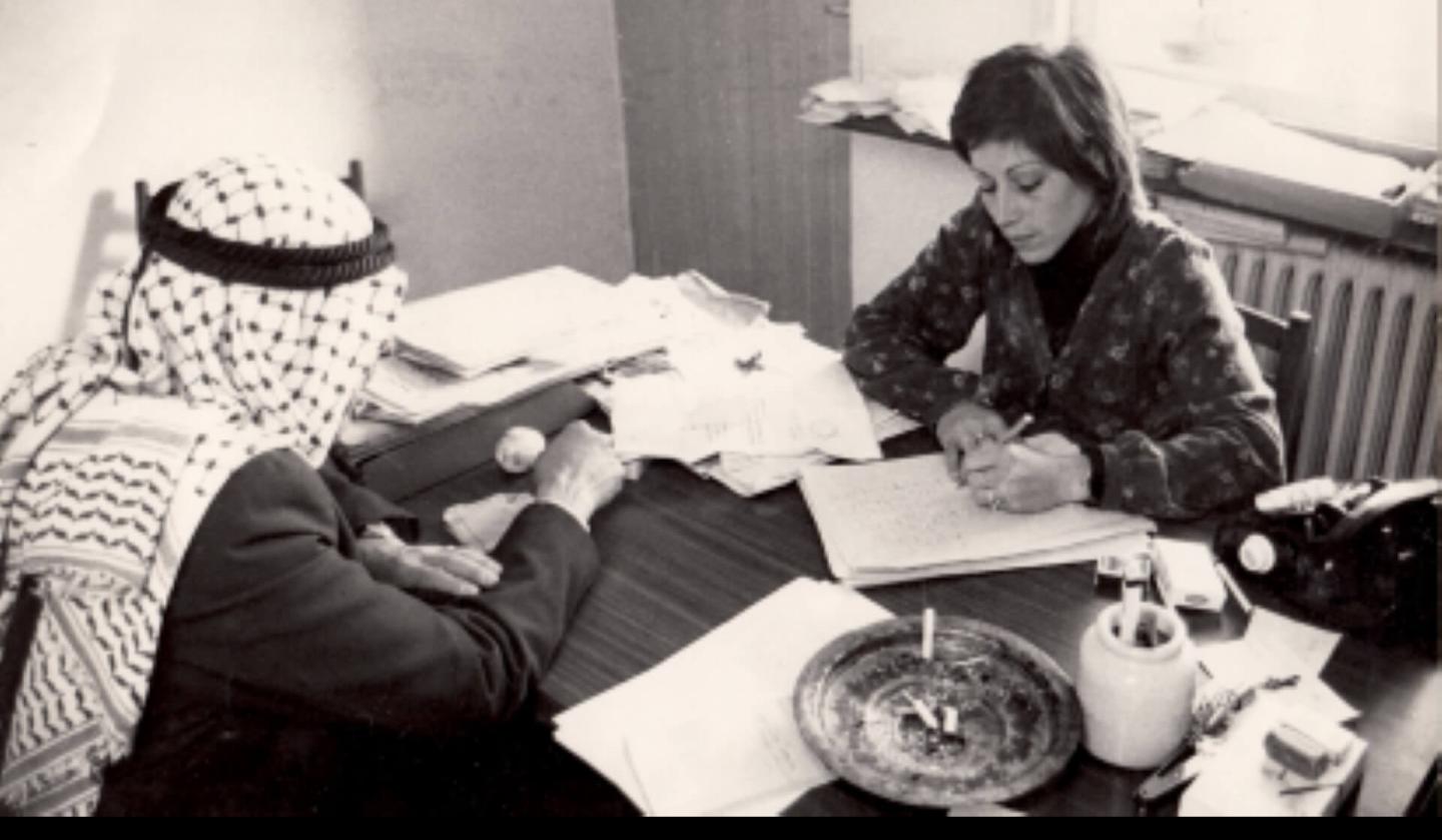 Israeli human rights lawyer Lea Tseme working with her client