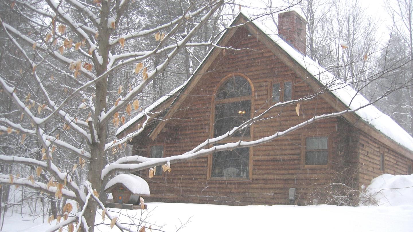 Watch the snow from the cathedral sized window