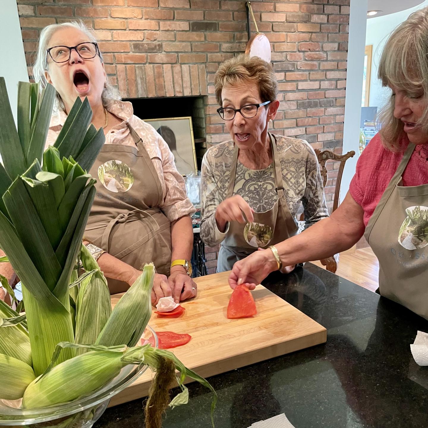 Woman winging about chowder