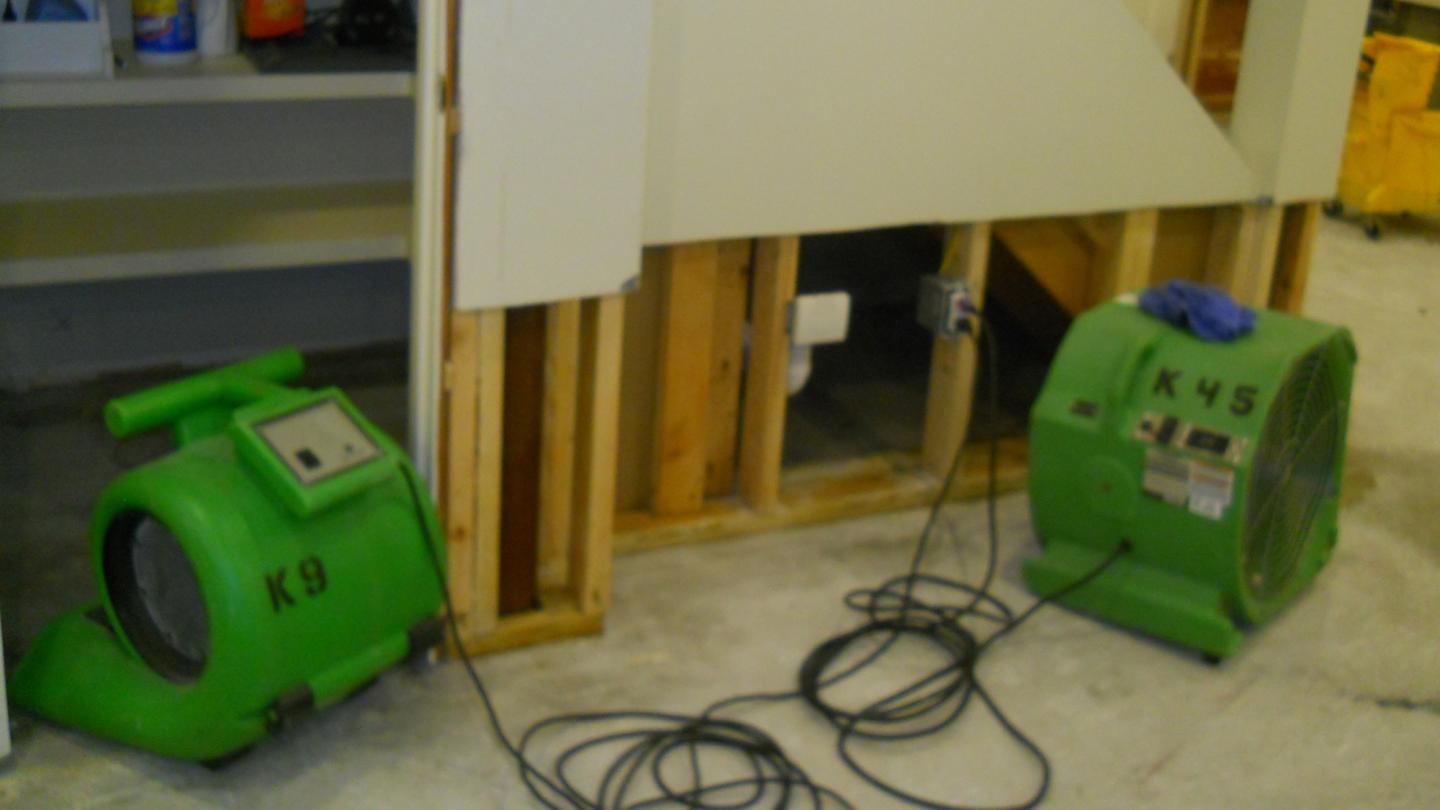 Water Mitigation: Drying, dehumidifying, demolition and cleanup.