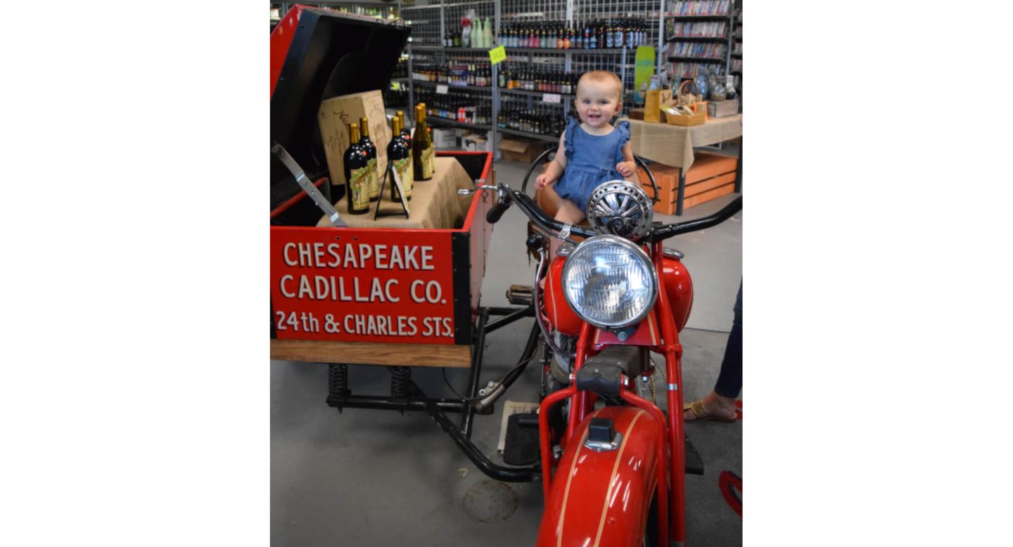 Baby on motorcycle Hops N Barley