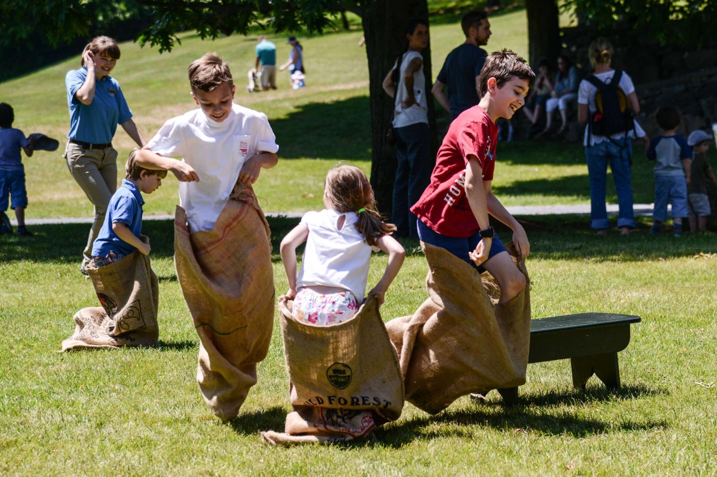 Children participating in sack races