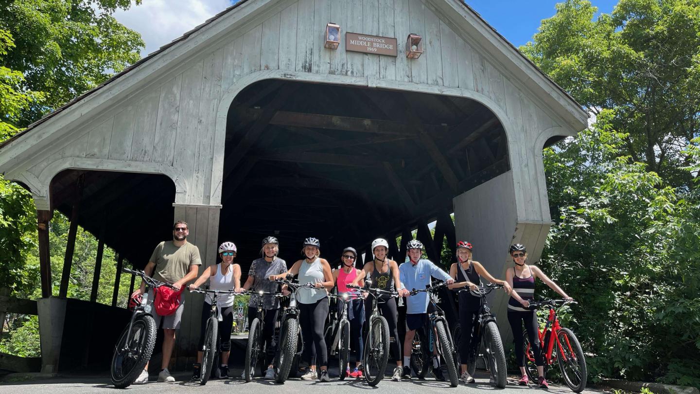 Group Picture in front of Covered Bridge