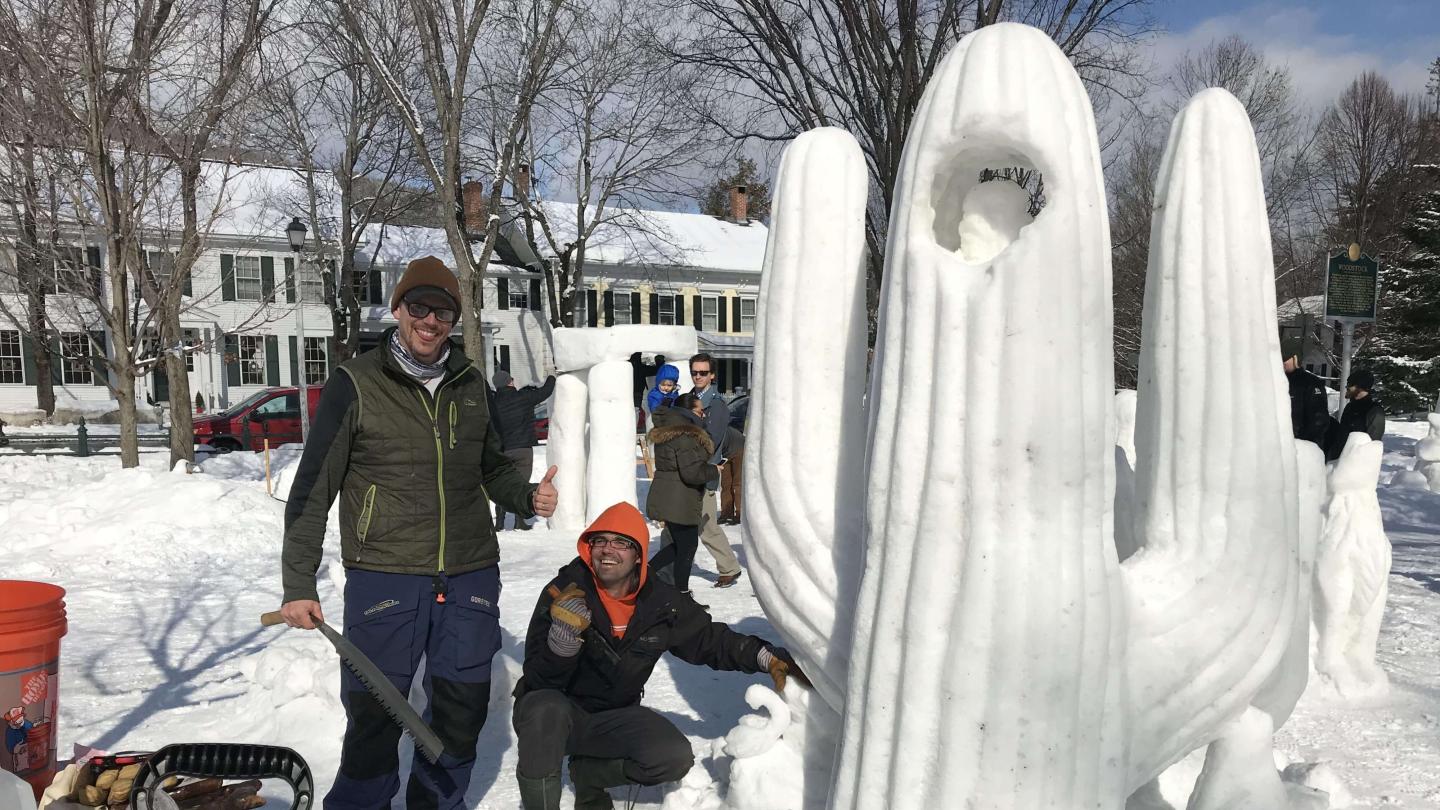Cactus snow sculpture Woodstock Flurry