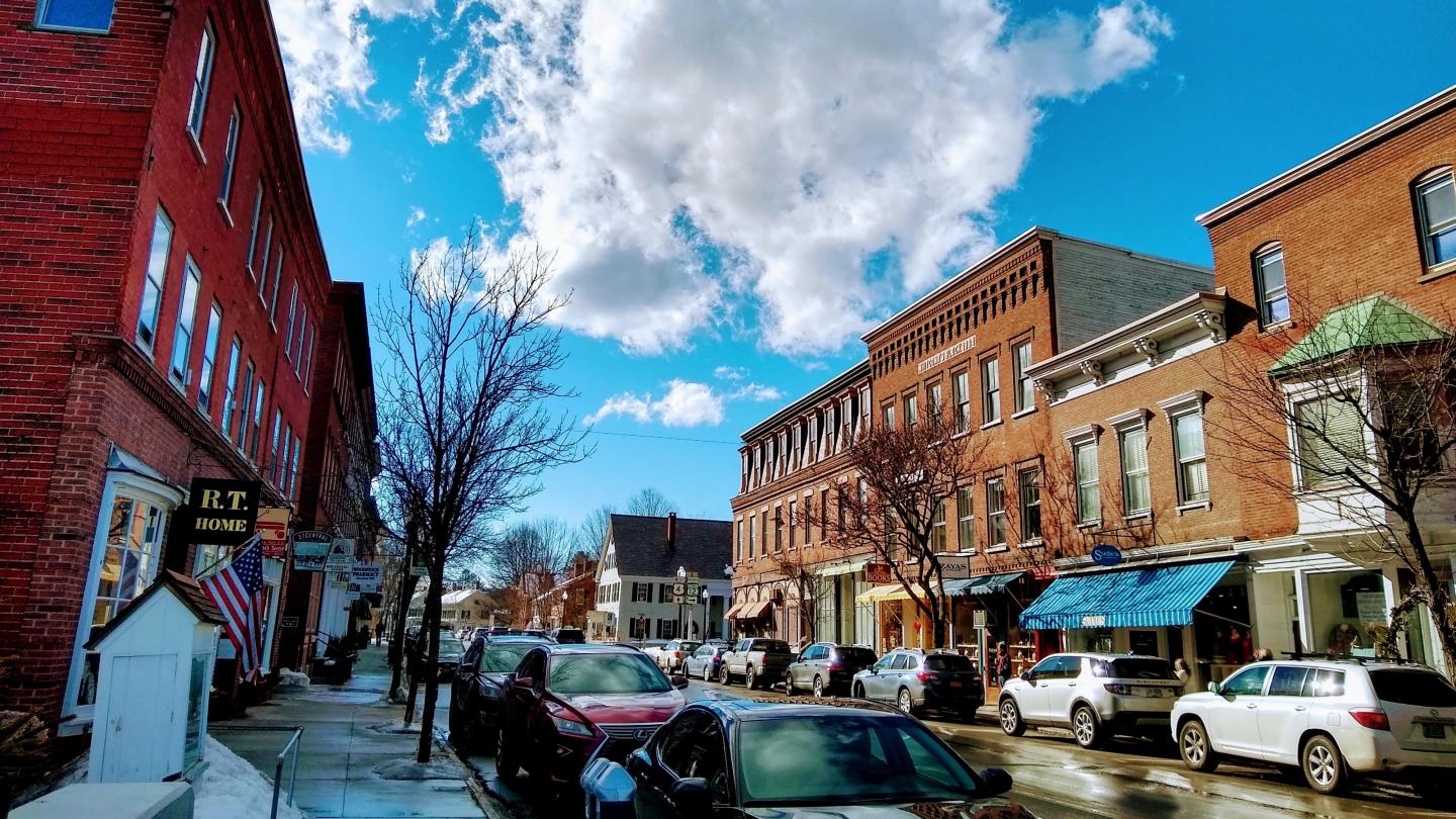Downtown blue sky winter