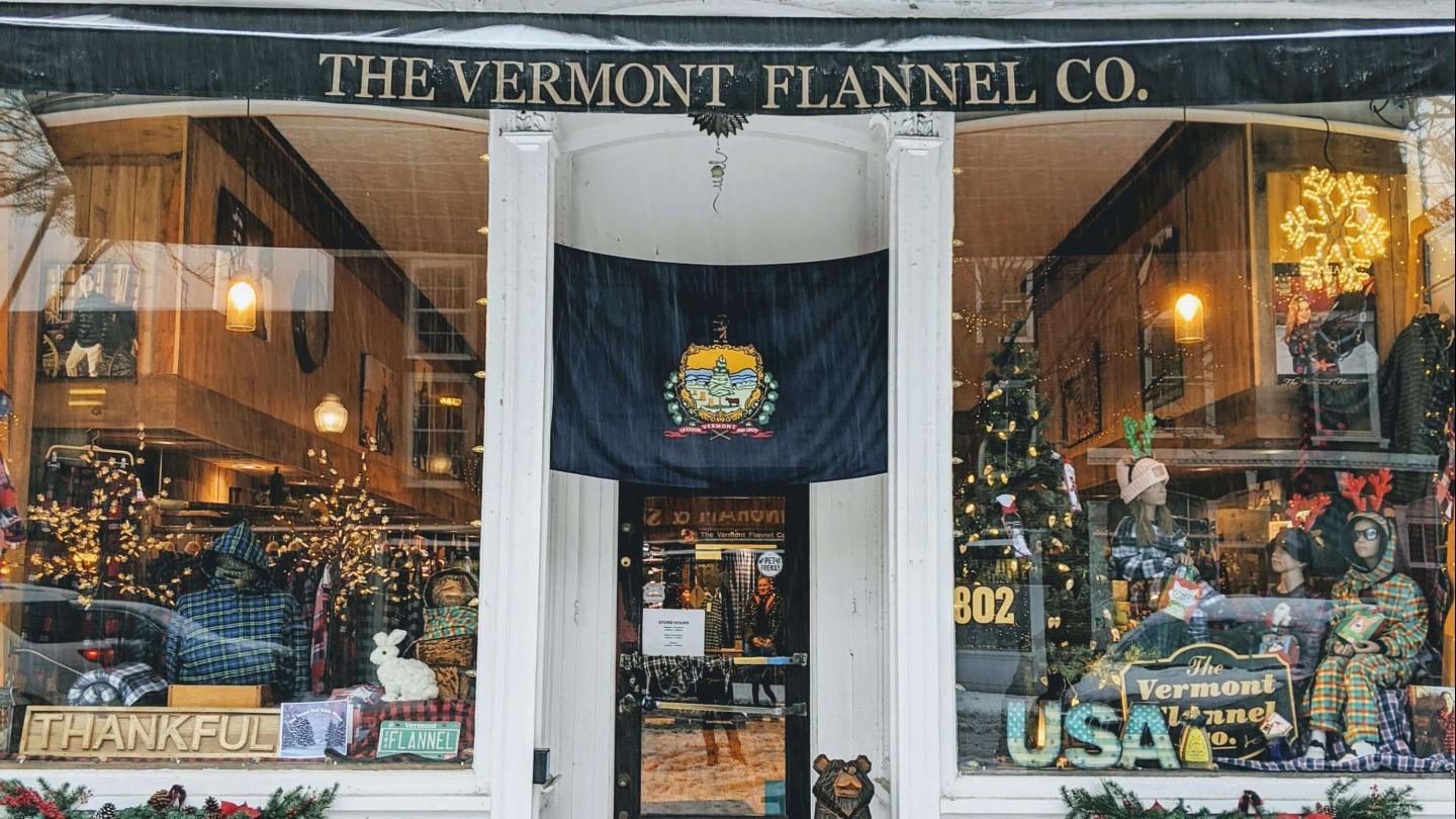Vermont Flannel Company in winter snow
