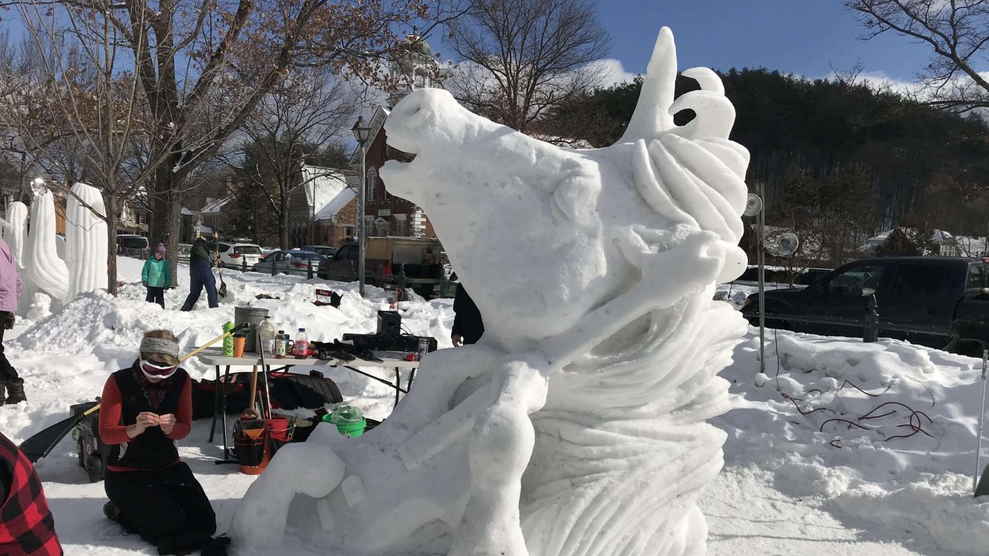 Woodstock Flurry snow sculpture unicorn