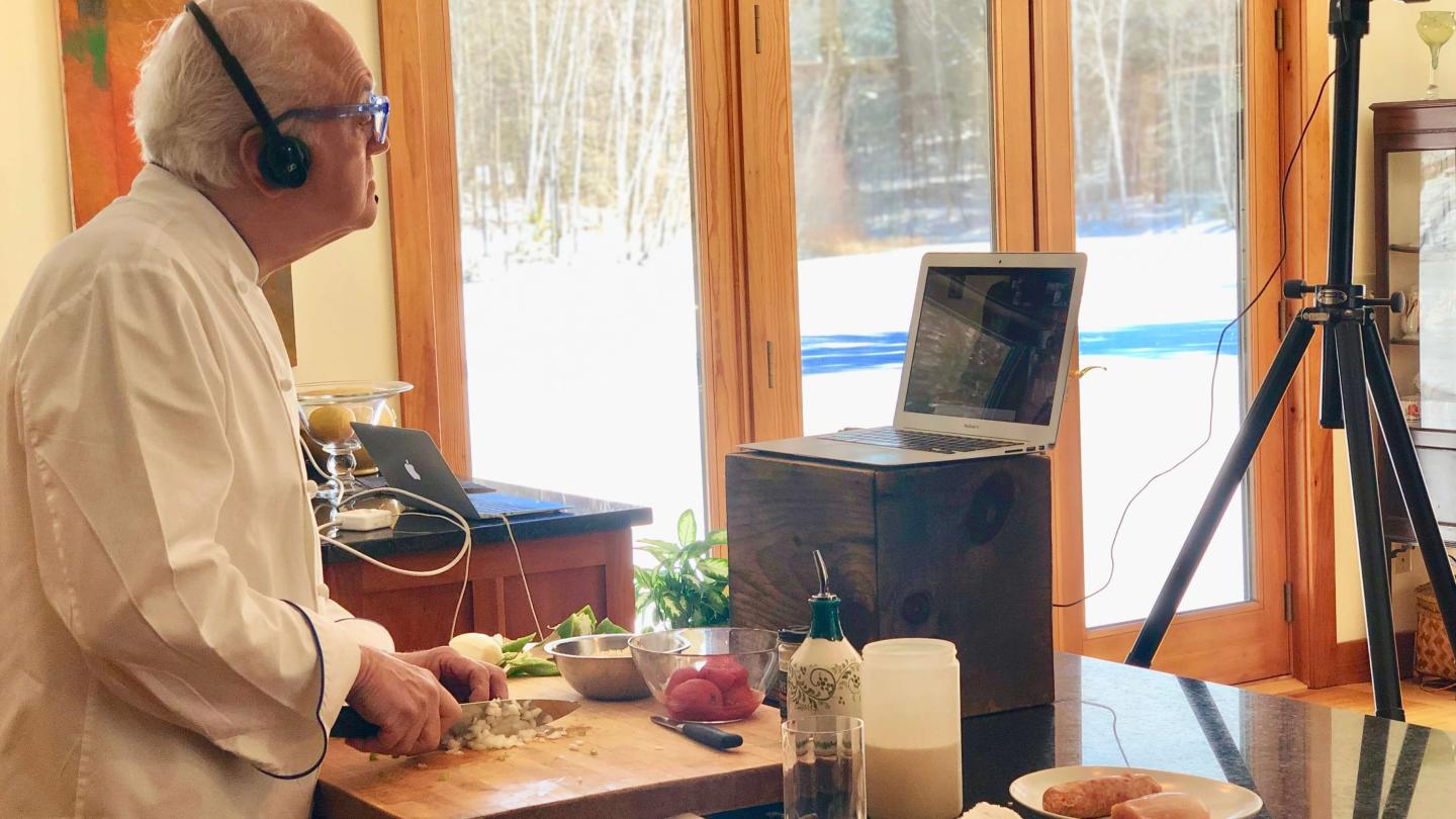 Video chatting in the kitchen with Odyssey Events