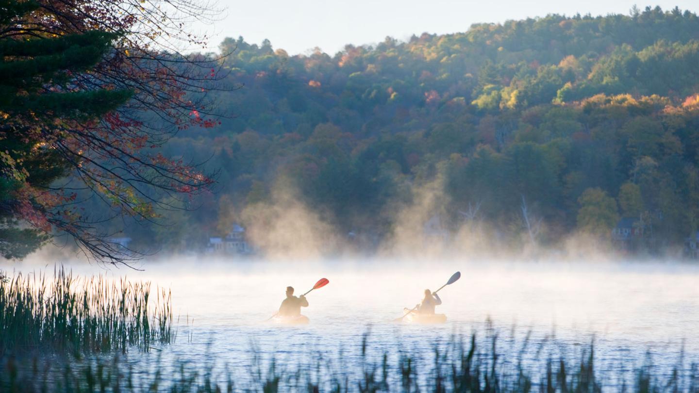 Kayaks on SIlver Lake in Barnard, Vermont