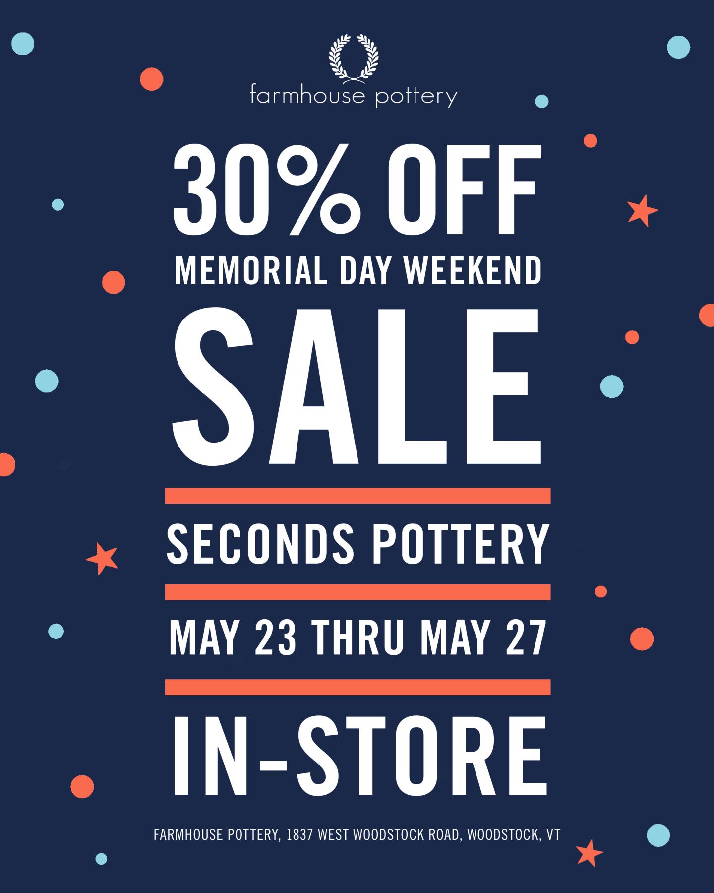 farmhouse pottery seconds sale receive an additional 30% off
