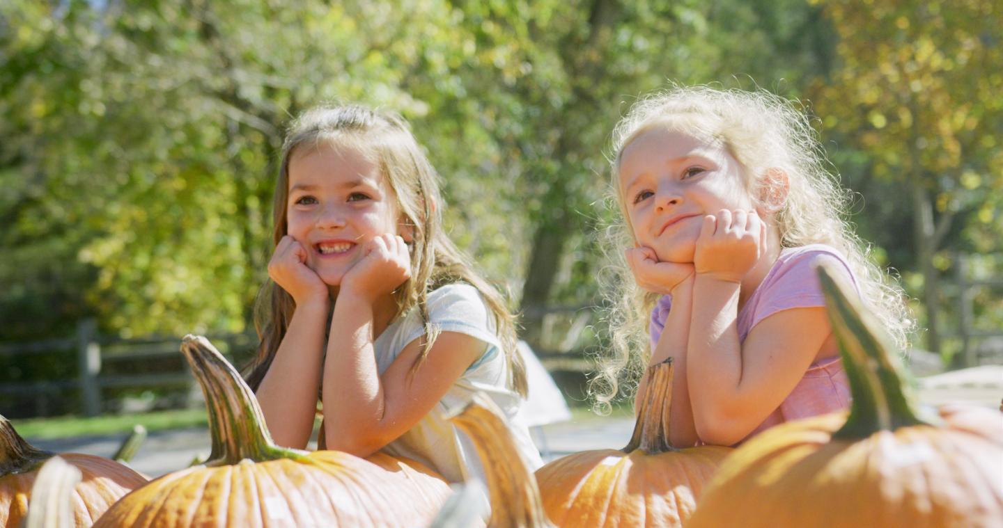 girls and pumpkins