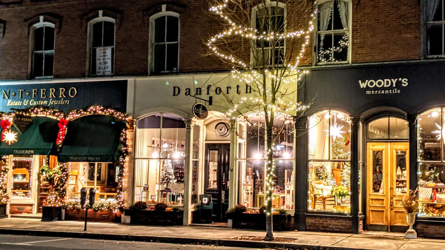 Central Street shops holiday lights