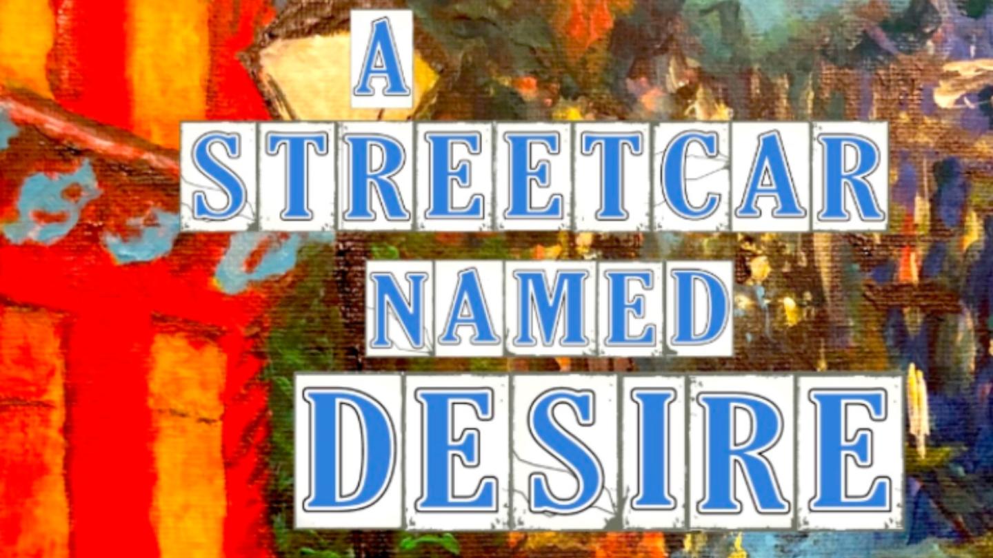 Bright Orange and Red Background with Tiled Text: A Streetcar Named Desire
