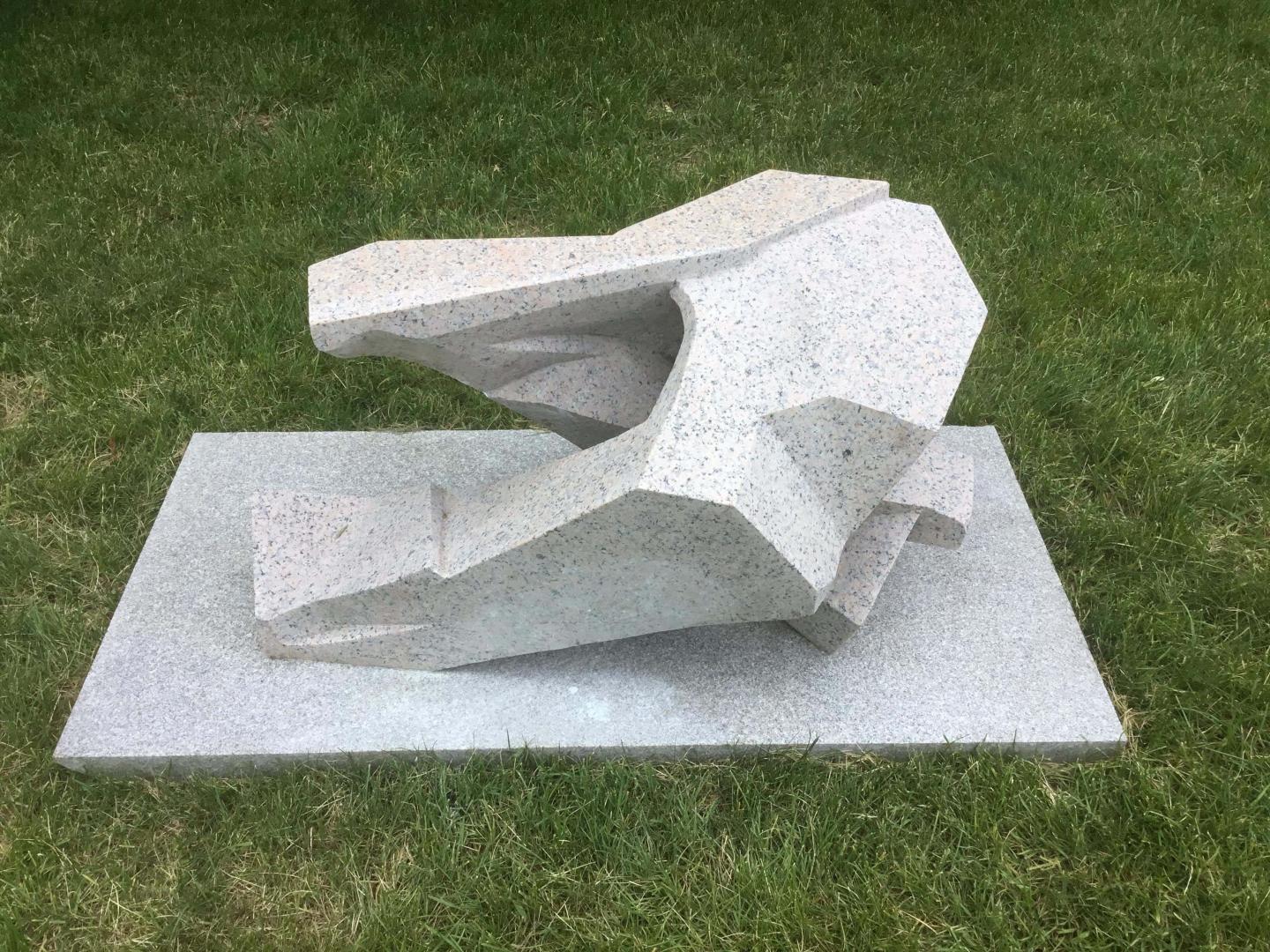 Sculpture exhibit on the back lawn of the Woodstock History Center.