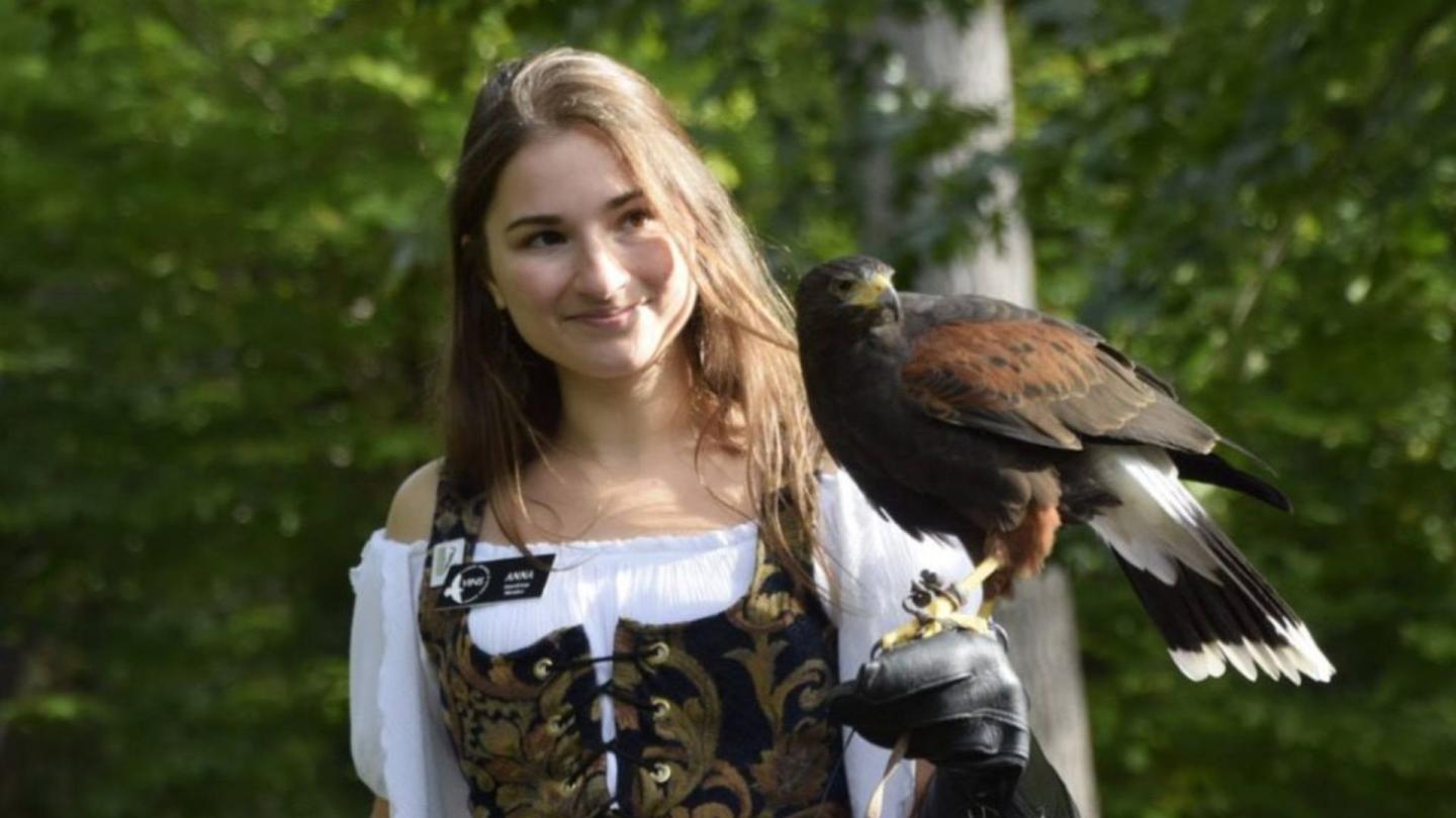 Girl with a Harris's Hawk