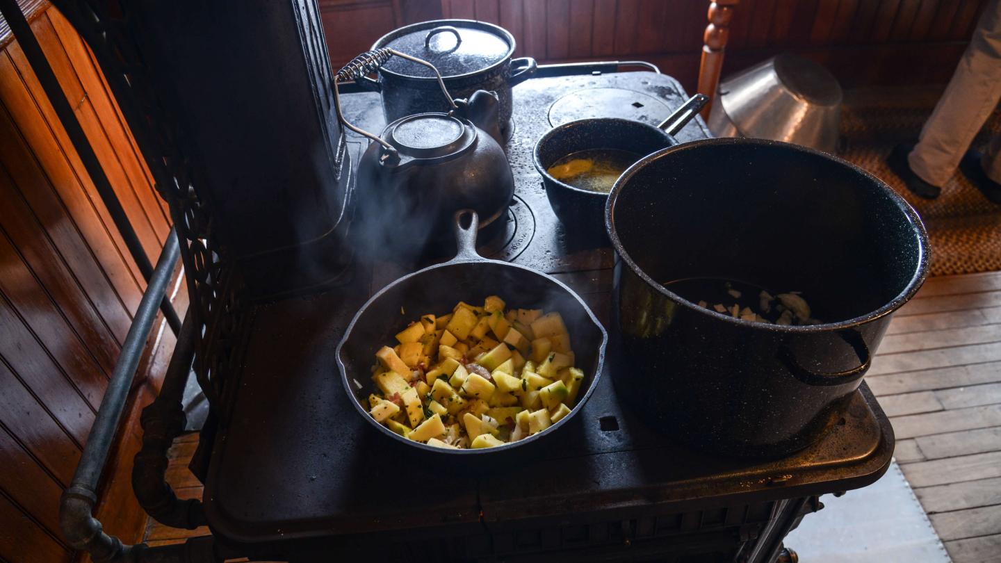 Food cooking on the stove.