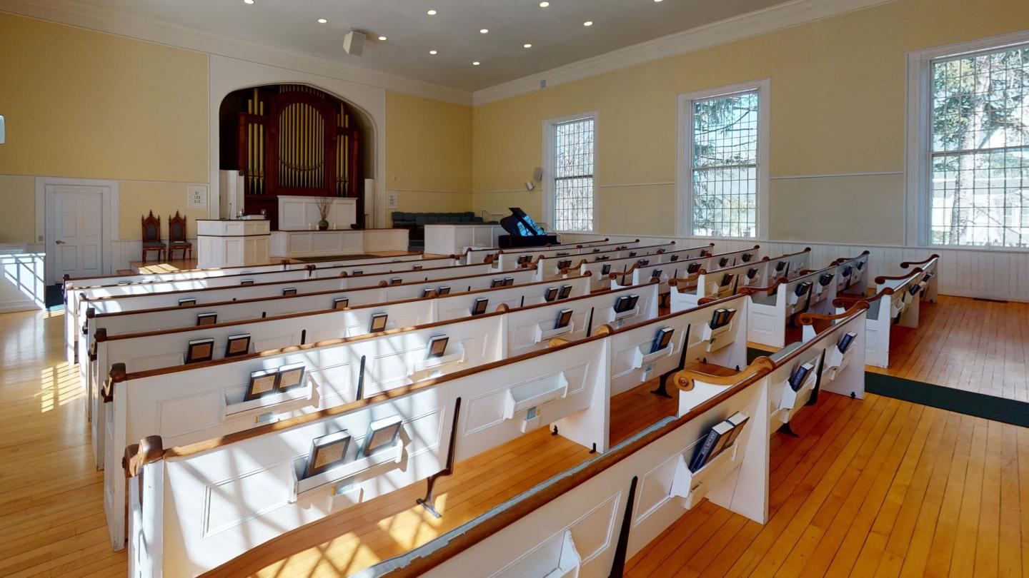 Sanctuary of the Unitarian Church in Woodstock VT