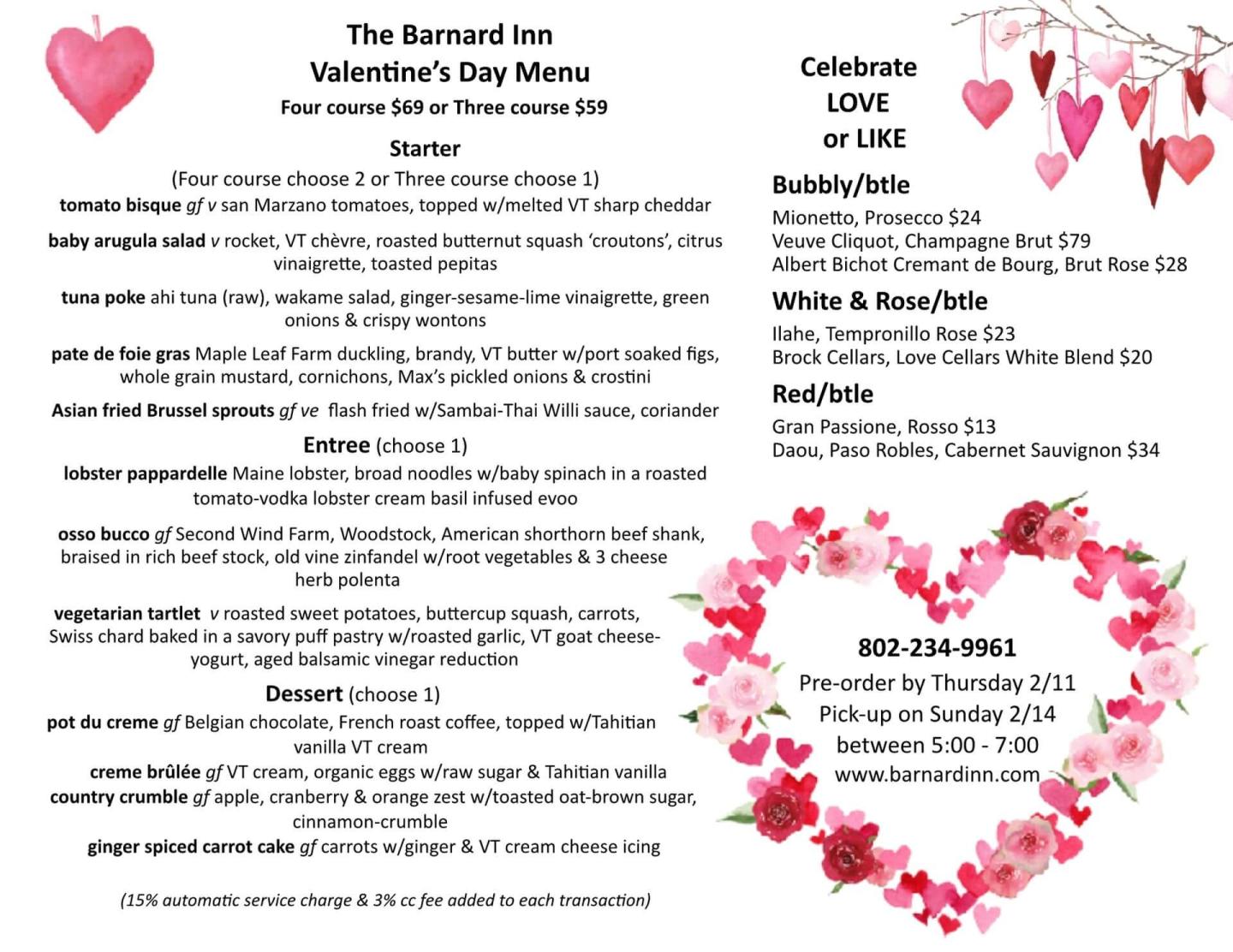 valentine's day menu