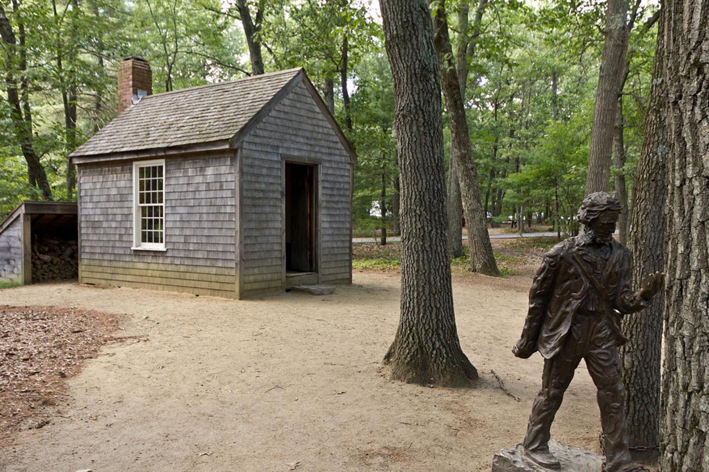 Reproduction of Thoreau's cabin.