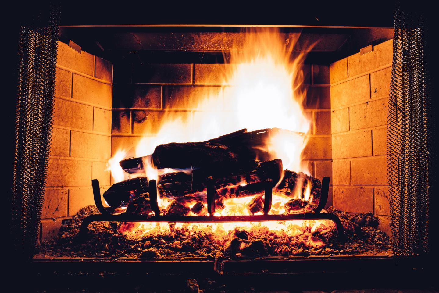 Fire in fireplace