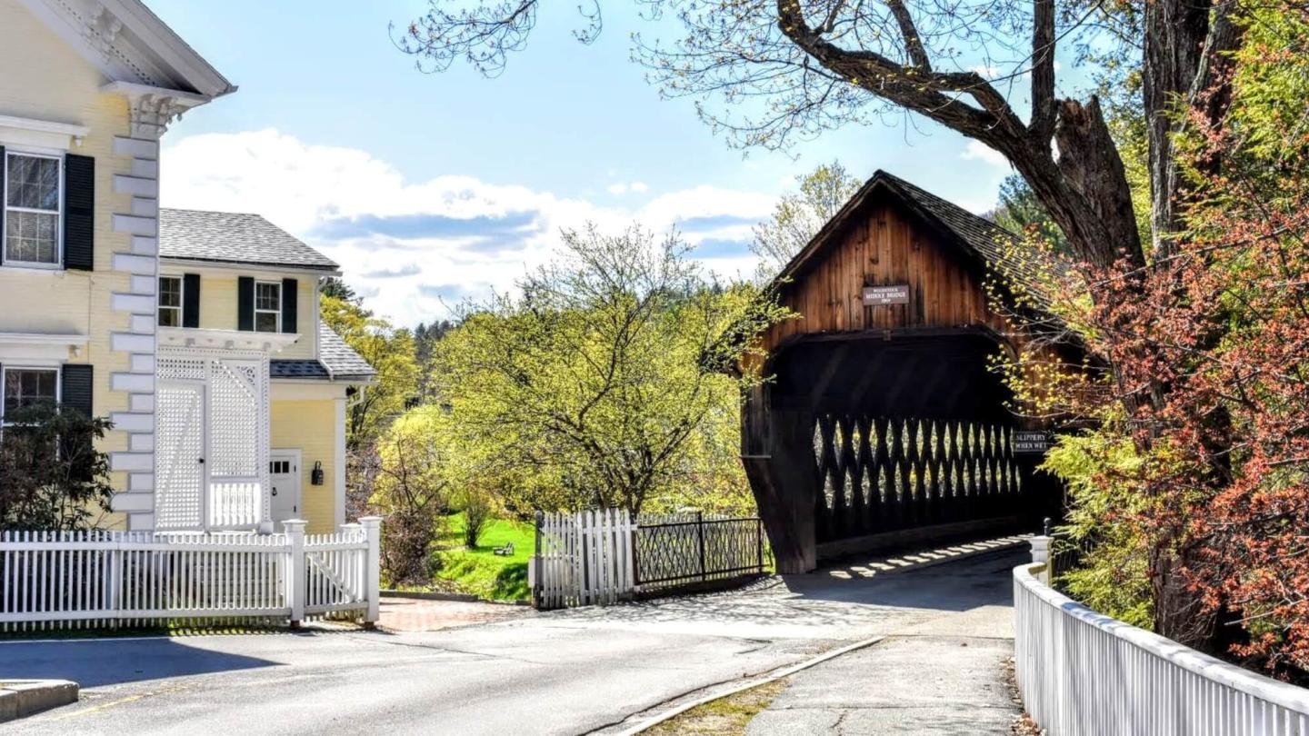 Middle Covered Bridge with spring buds