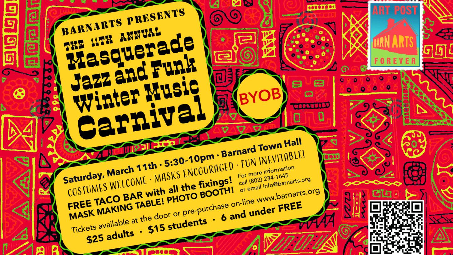 Colorful patterns surround similar text about the event as to what is in this listing.