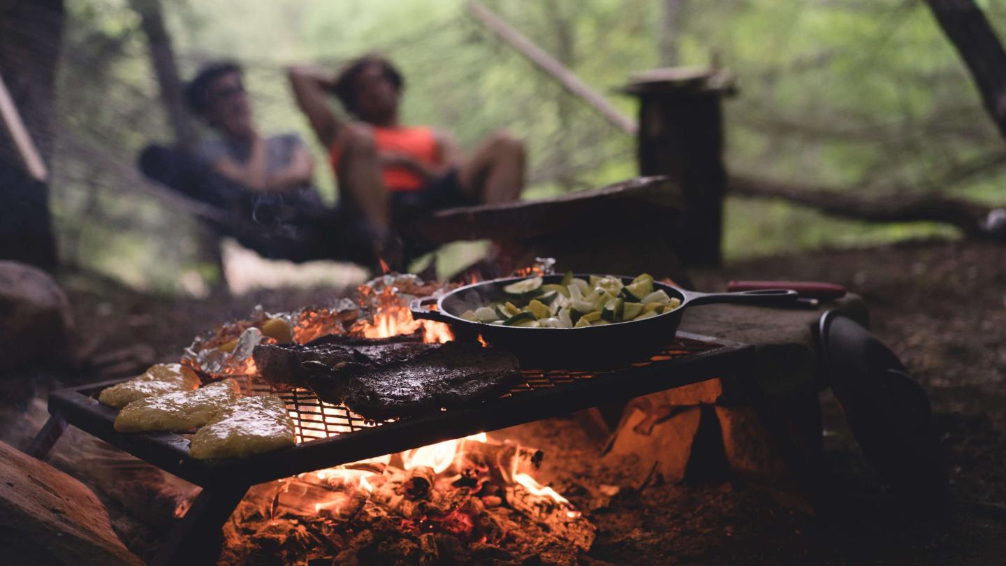 Cooking on a campfire