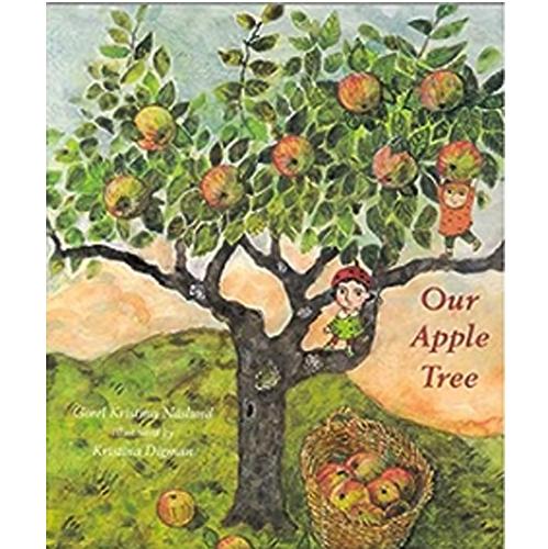 Book cover of two children in an apple tree with a basket of apples beneath.