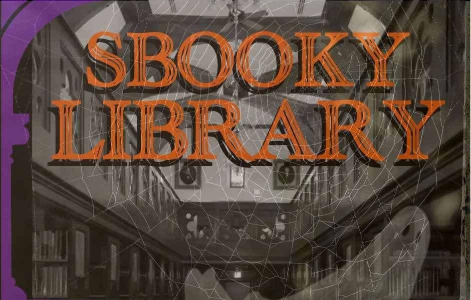 SBOOKY LIBRARY poster - library & ghost