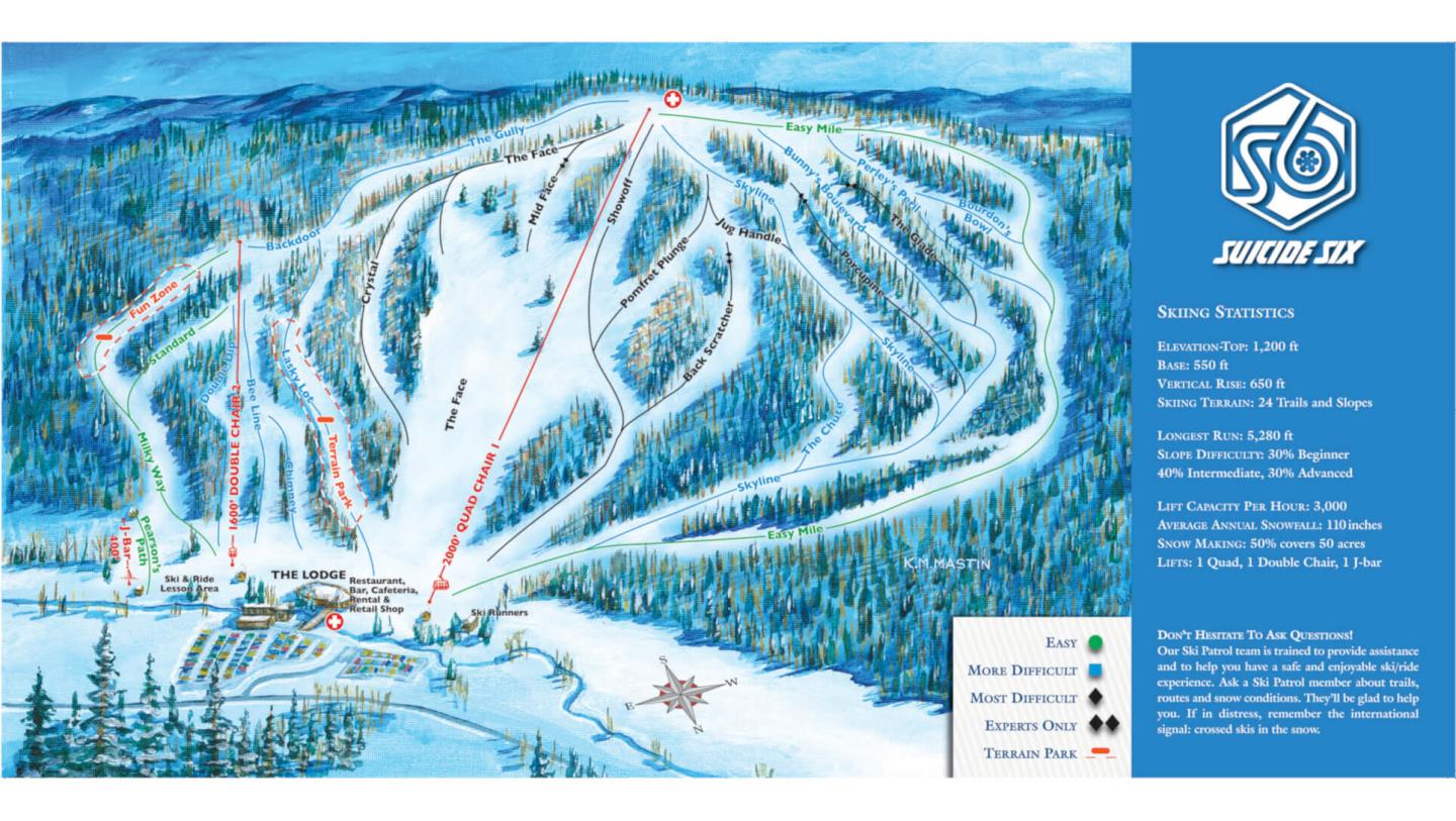 Suicide Six Ski Trailmap