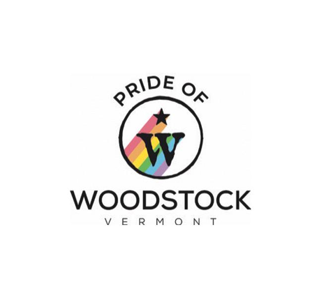 Woodstock Vermont logo with rainbow
