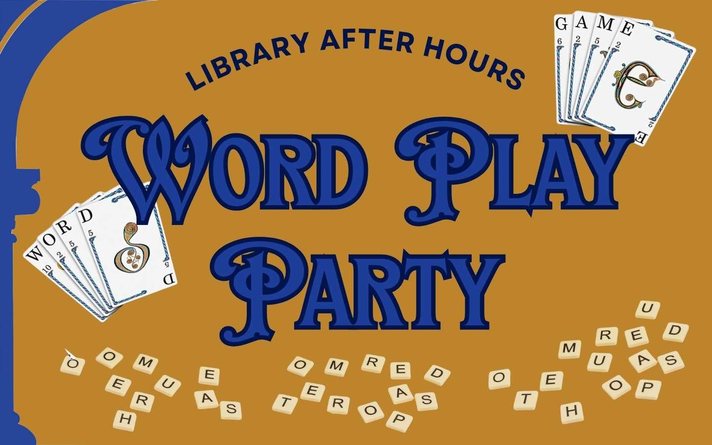 Word Play Party logo with cards and letter tiles
