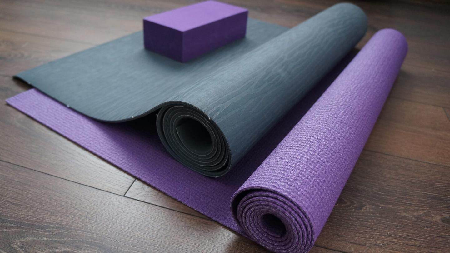 Yoga mat and block
