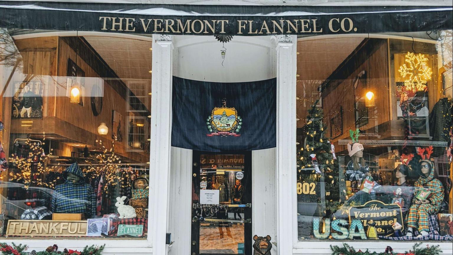 Vermont Flannel Company in winter snow