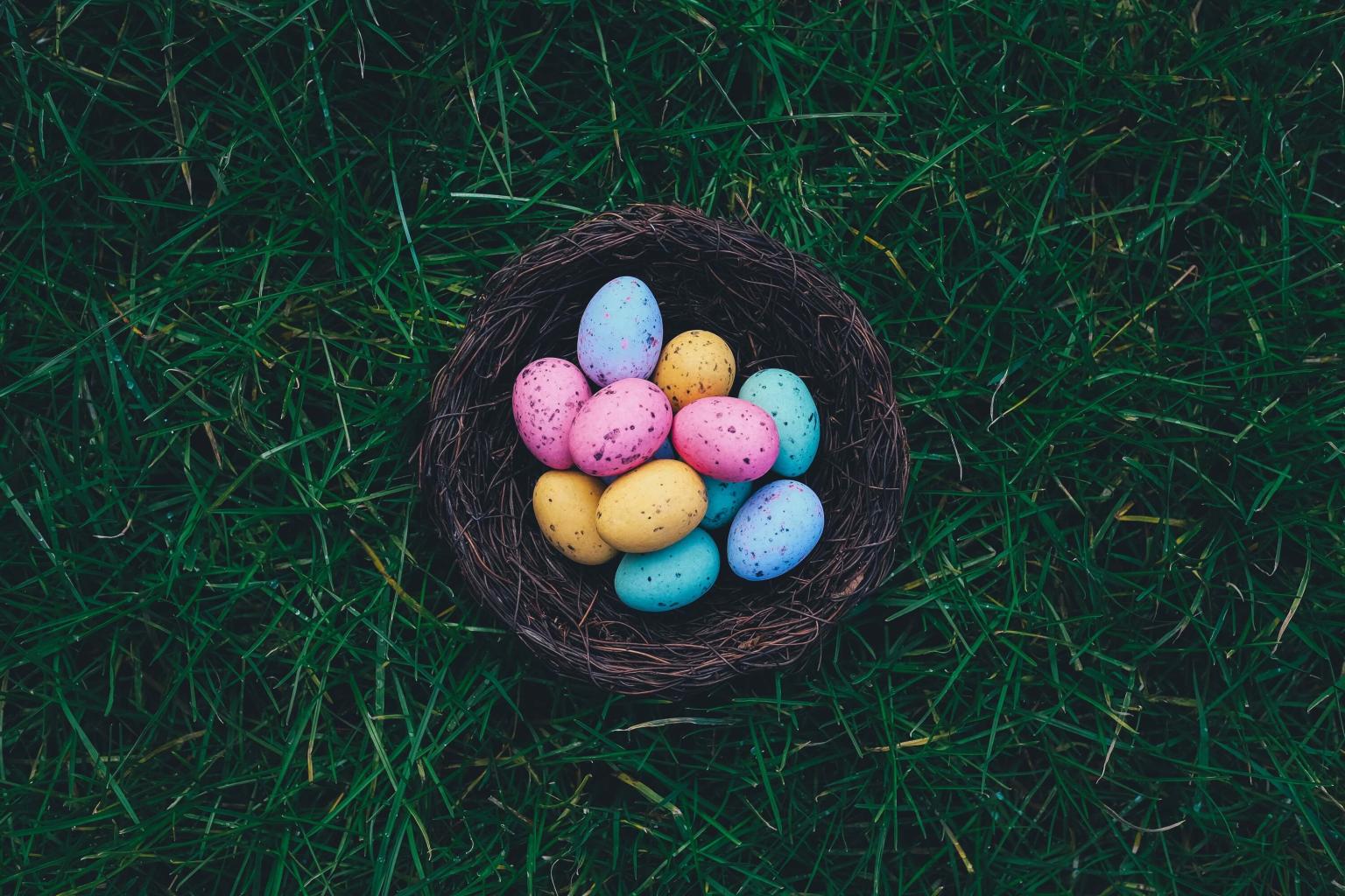 Easter eggs in basket