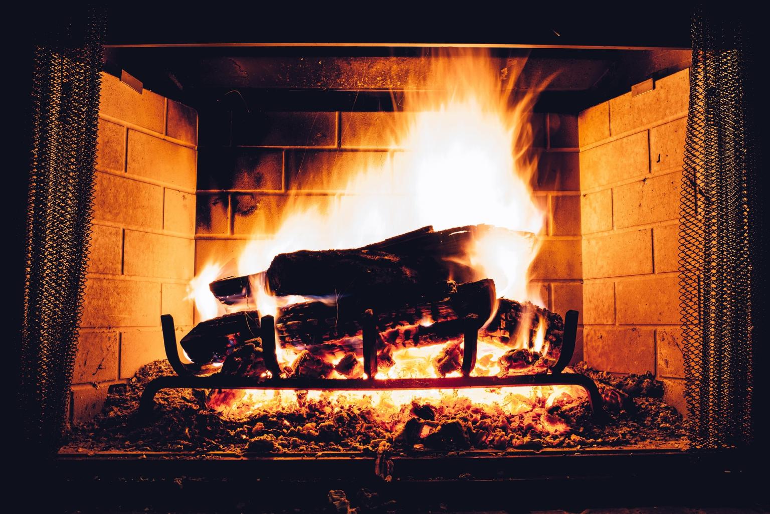 Fire in fireplace