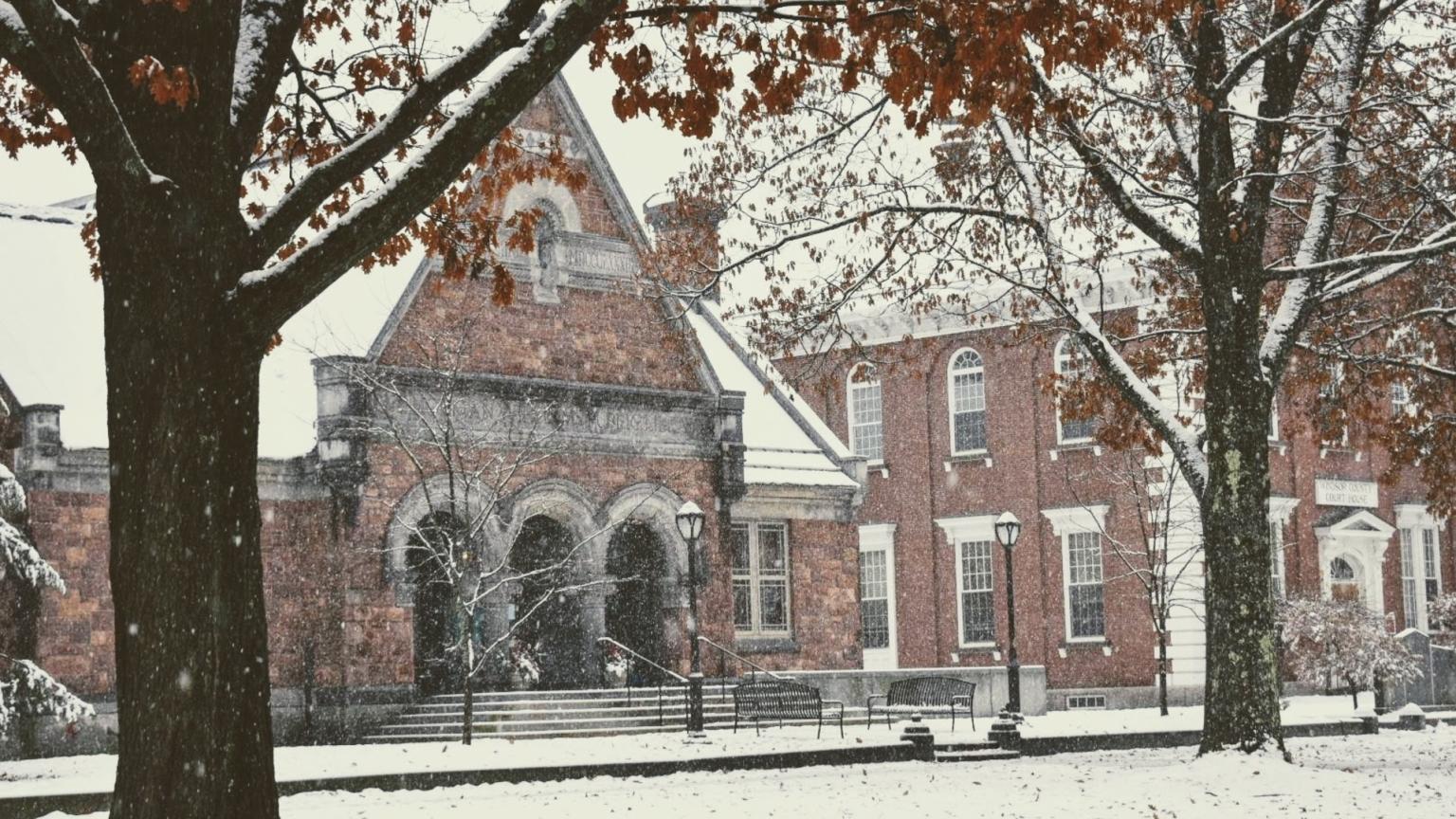 Norman Williams Public Library in Snow
