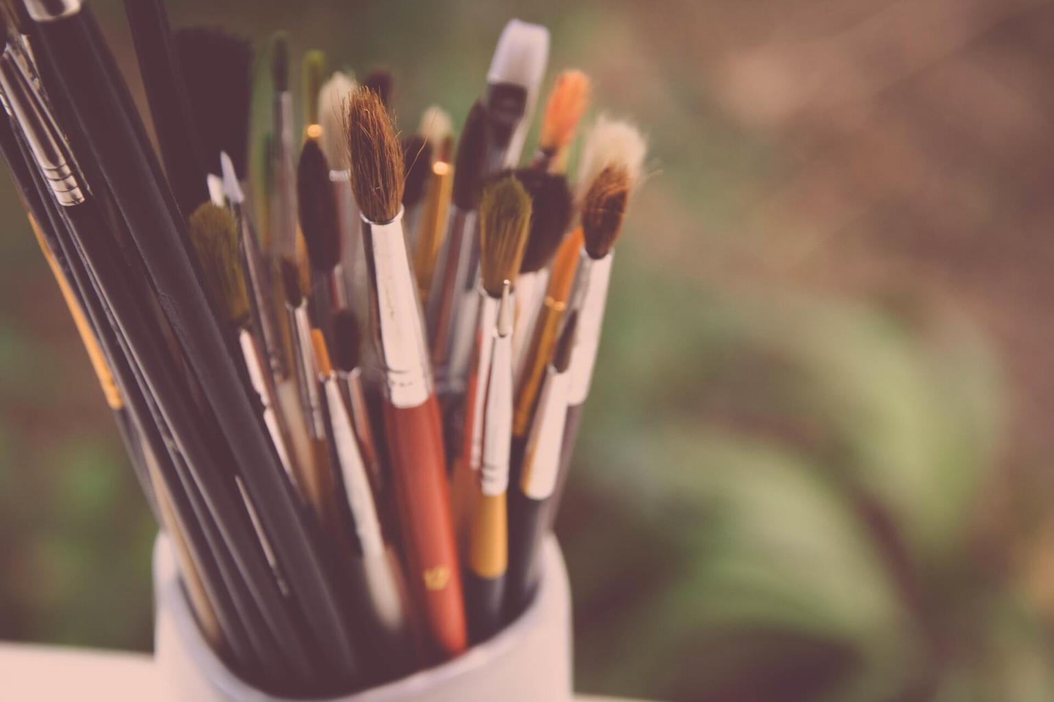 paint brushes outside
