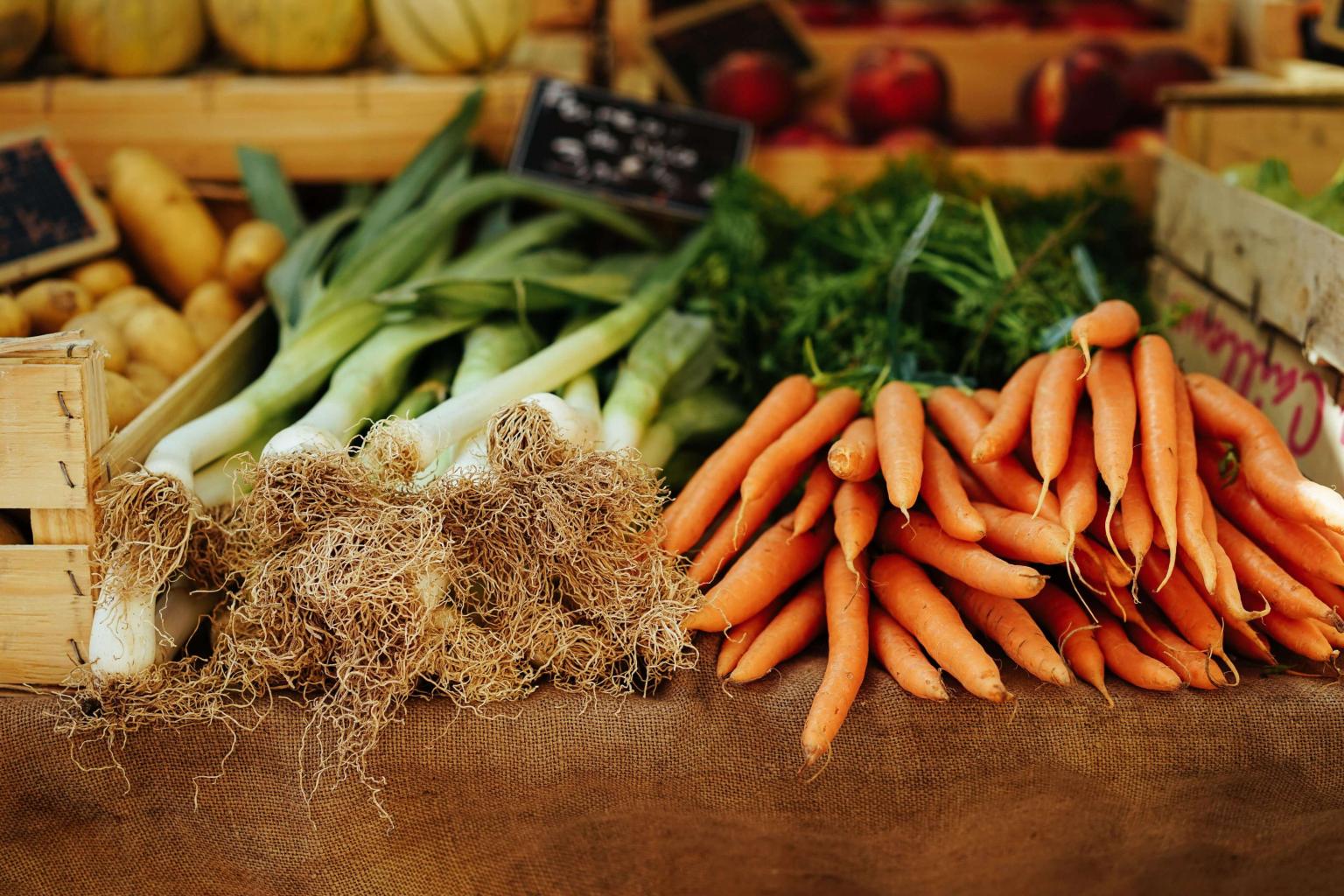 Vegetables on display
