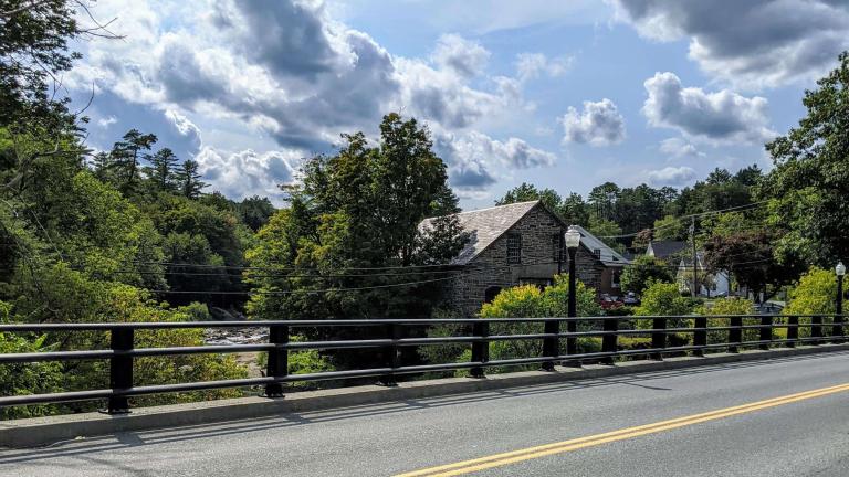 View from the bridge to West Woodstock