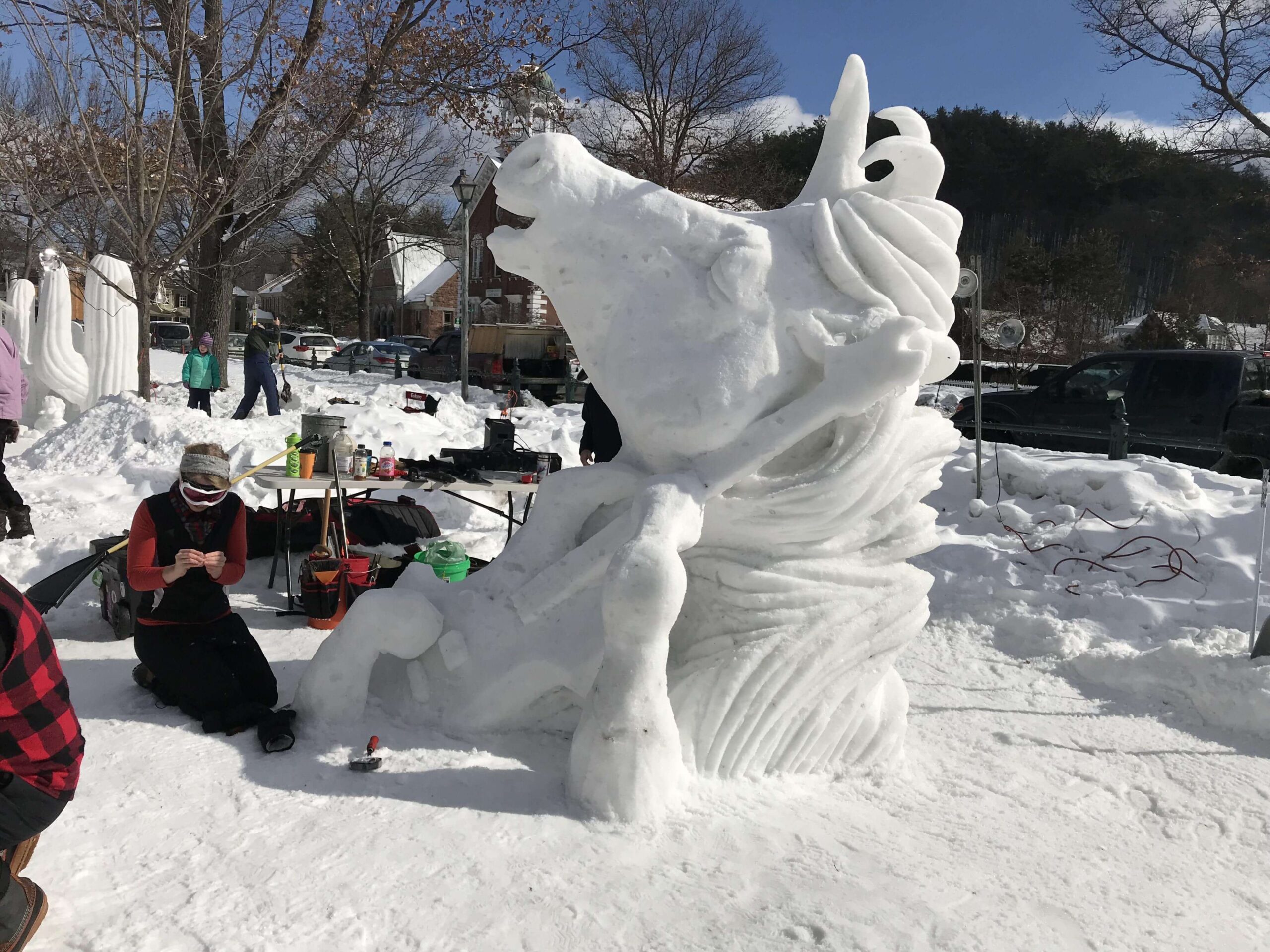 Woodstock Flurry snow sculpture unicorn