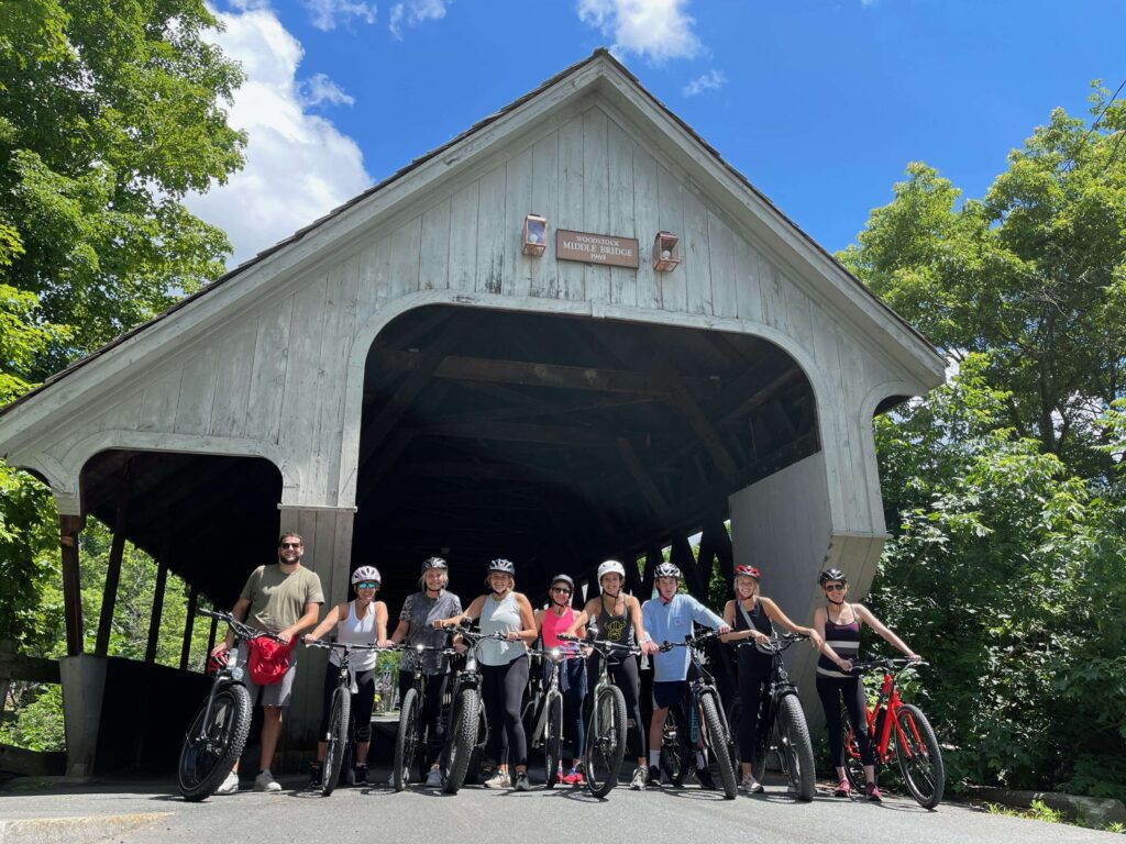 Group Picture in front of Covered Bridge